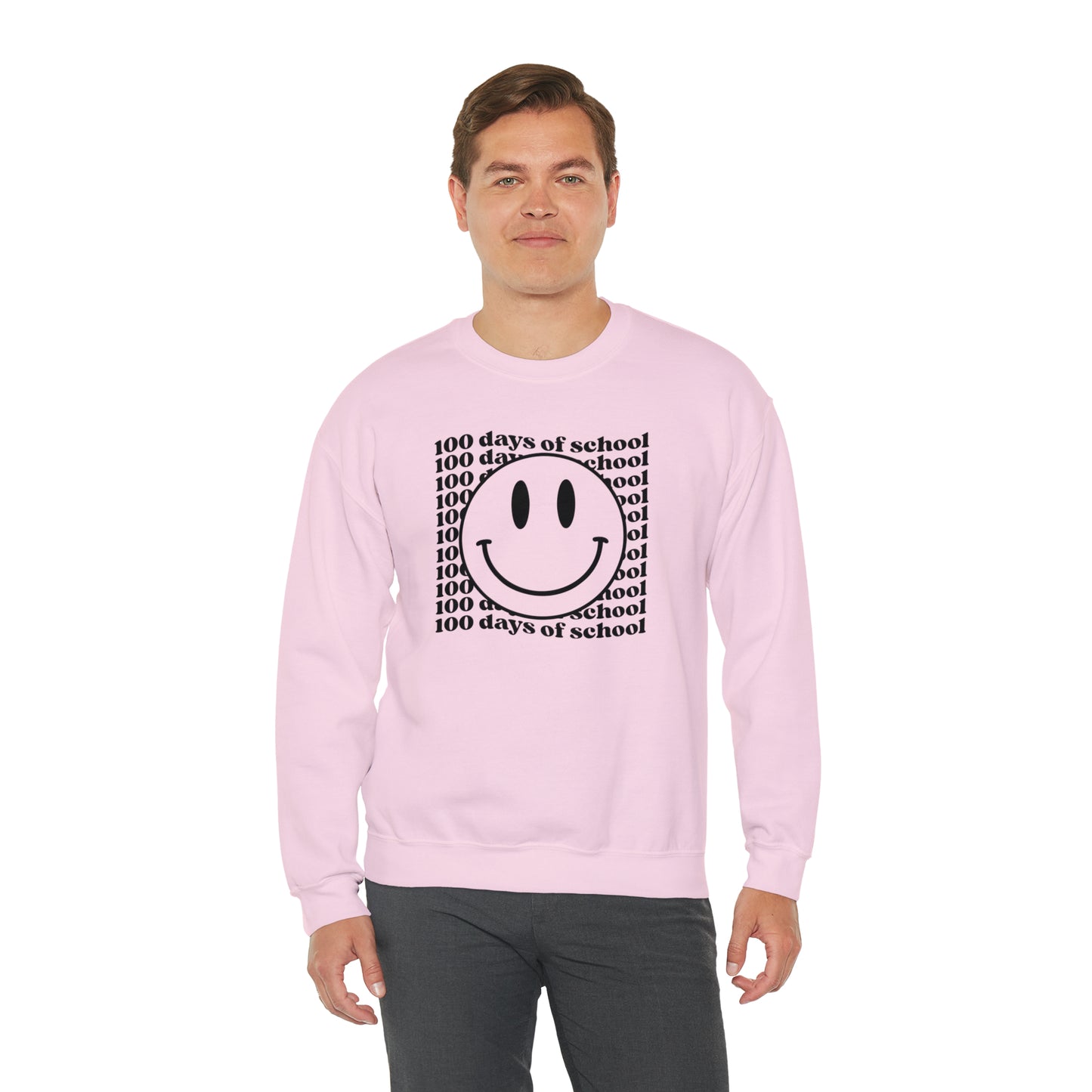 100 Days of School Smiley Face Heavyweight Crewneck Sweatshirt