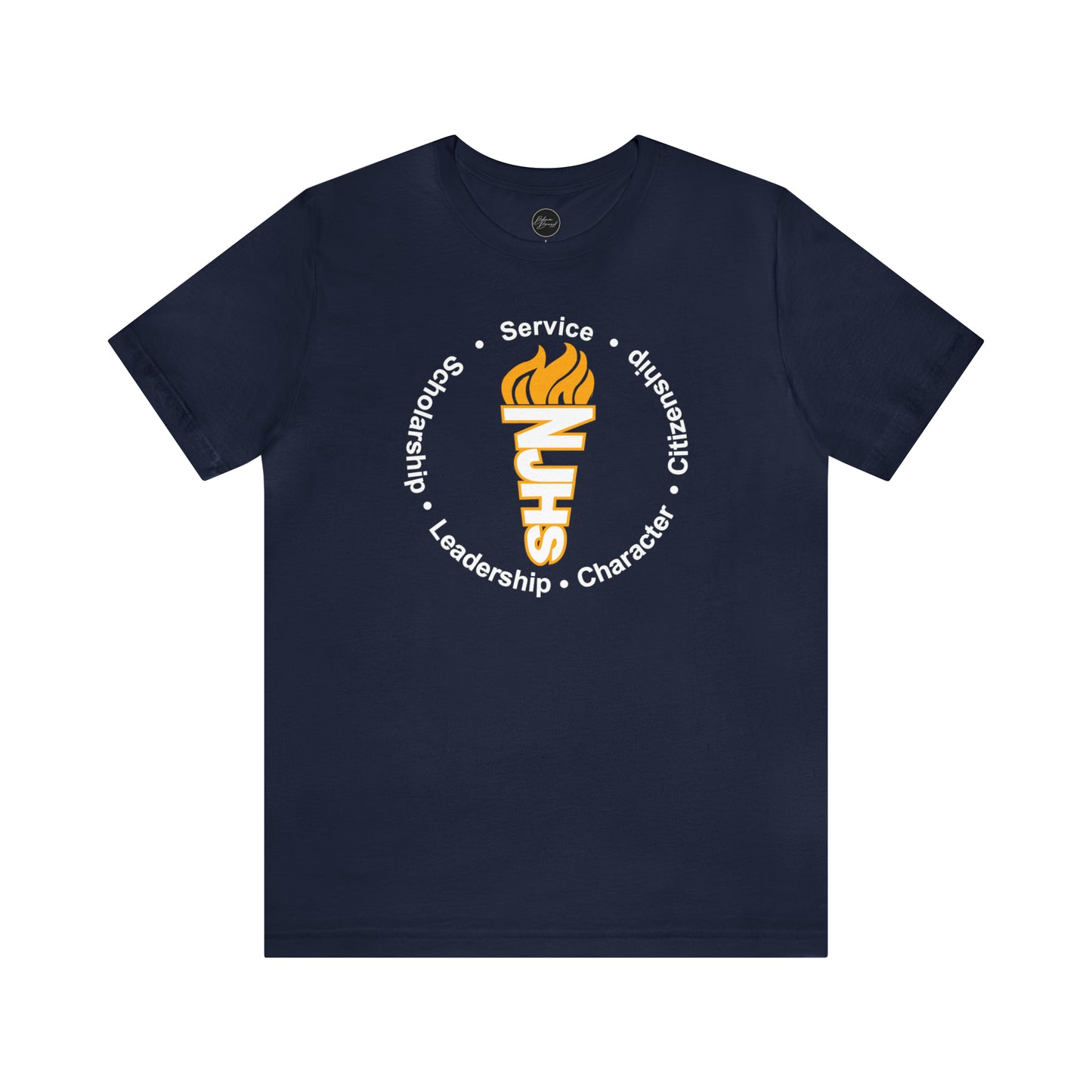 NJHS National Junior Honor Society Service Citizenship Character Leadership Scholarship Circular Torch Bella Jersey Short Sleeve Tee (Unisex)