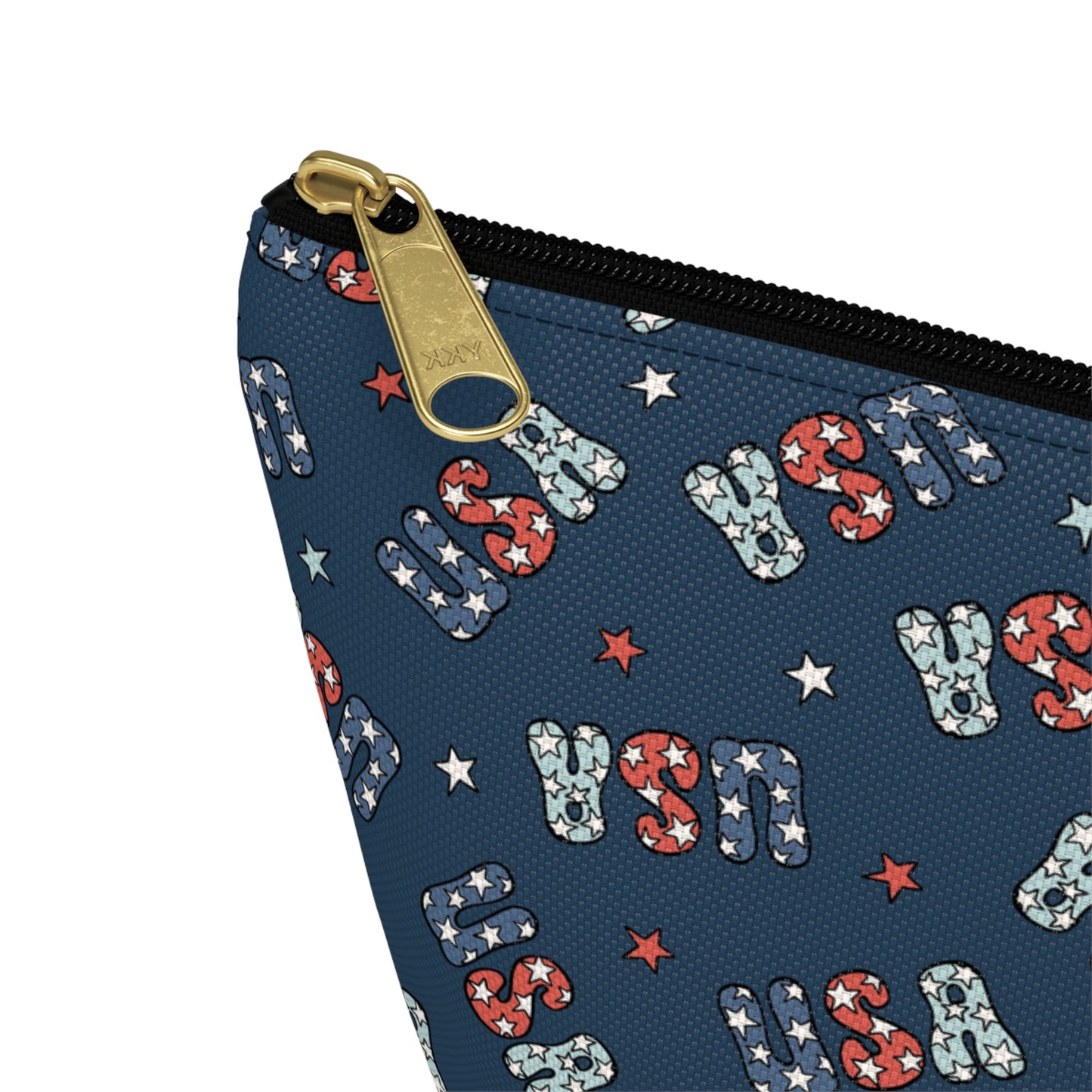 USA America 4th of July USA Stars Red, White and Blue Print Design Accessory Pouch w T-bottom