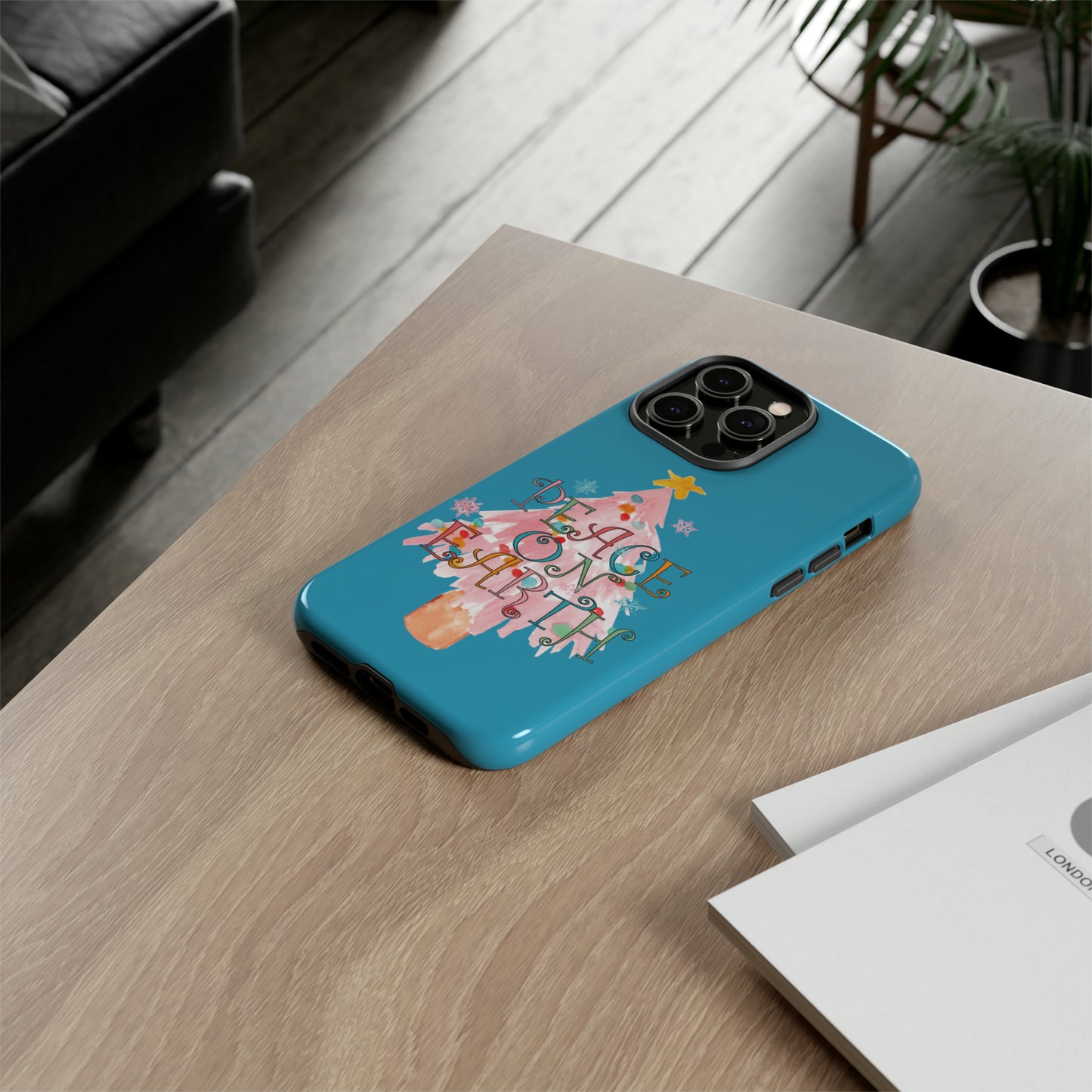 Peace on Earth Christmas/ Holiday Apple iPhone Tough Cases - Turquoise