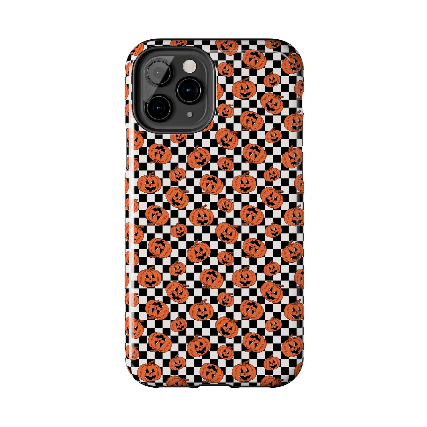 Pumpkin / Jack-O-Lantern Checkerboard Halloween/ Fall Patterned Tough Phone Cases