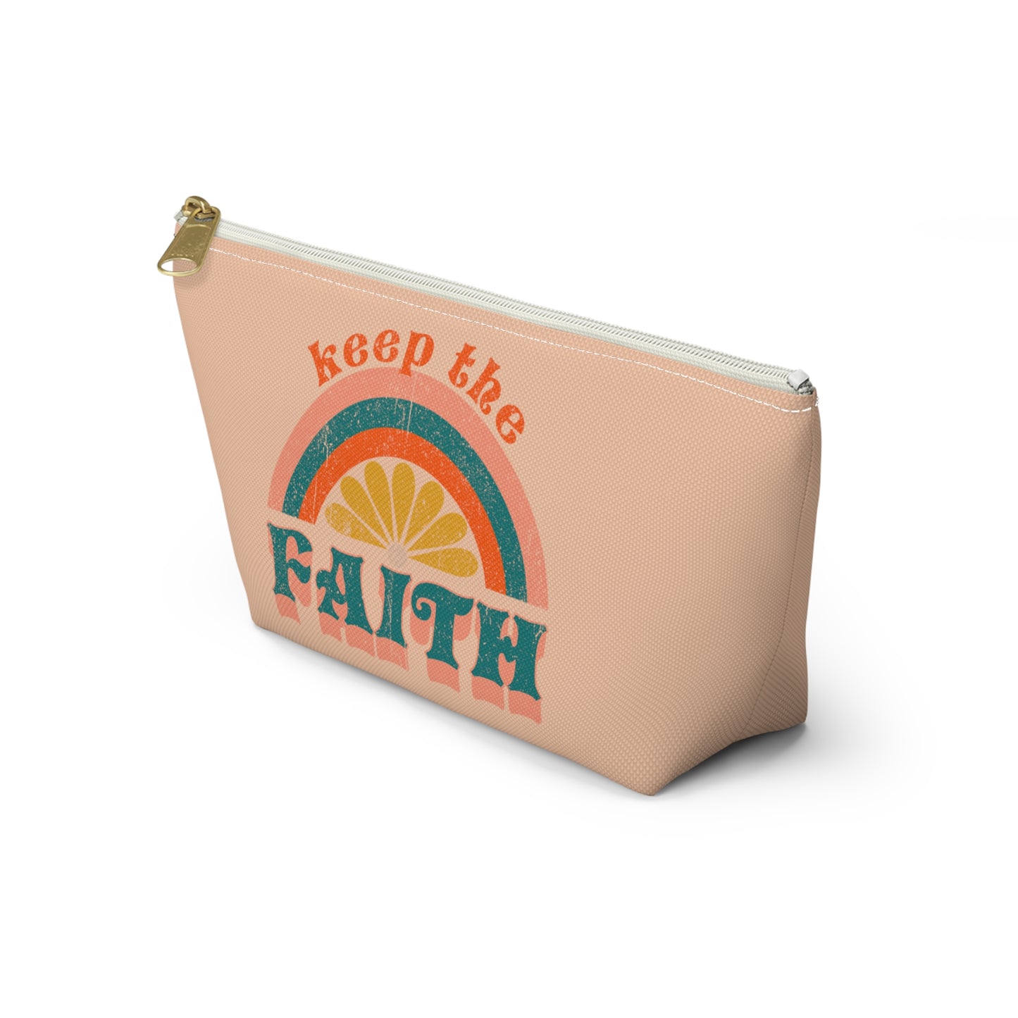 Christian Keep the Faith Print Design Accessory Pouch w T-bottom
