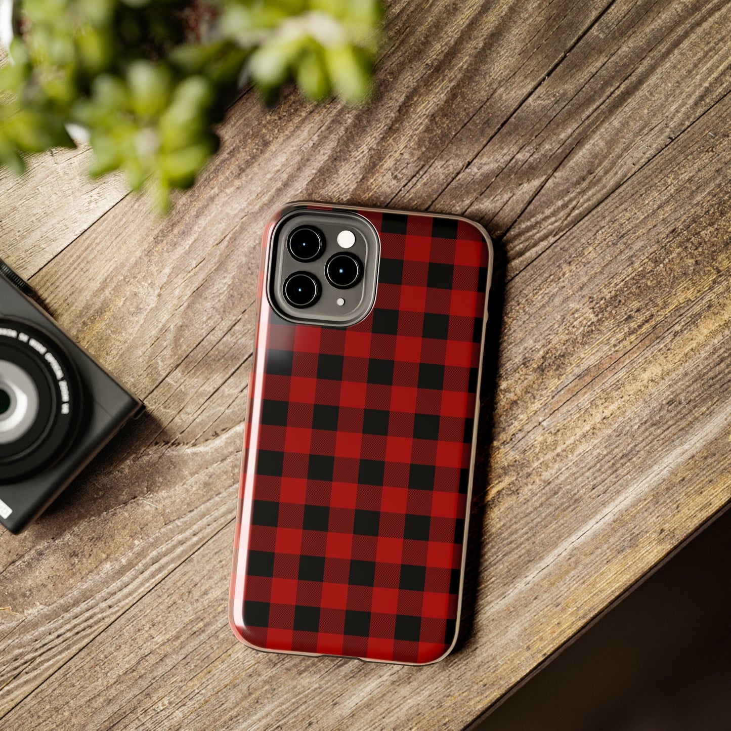 Red and Black Plaid Tough Phone Cases