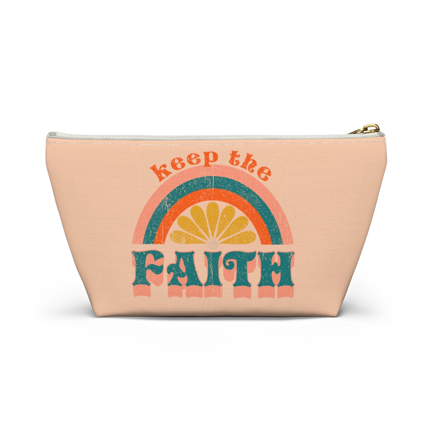 Christian Keep the Faith Print Design Accessory Pouch w T-bottom
