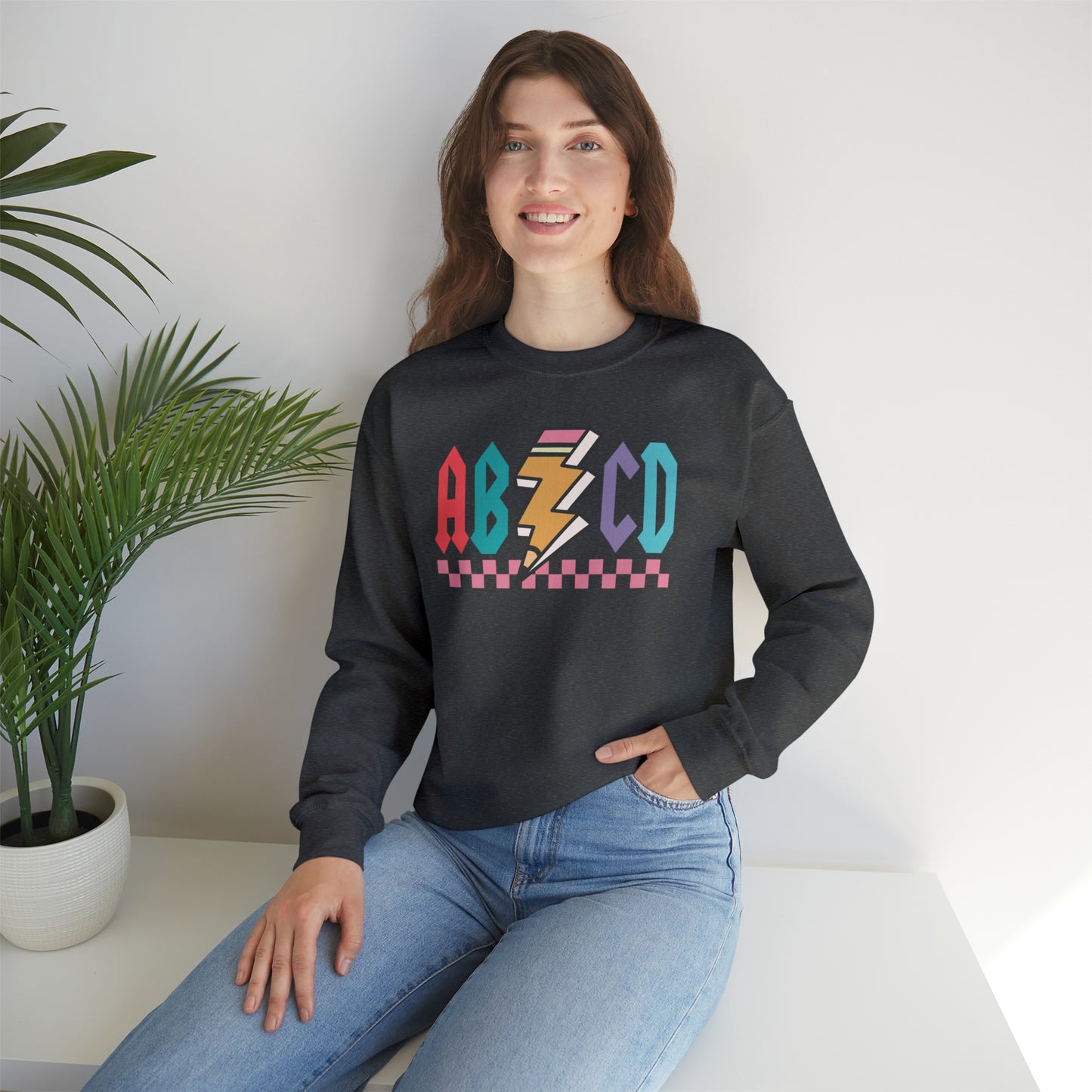 Vintage ABCD Rock and Roll Teacher Heavy Blend™ Crewneck Sweatshirt