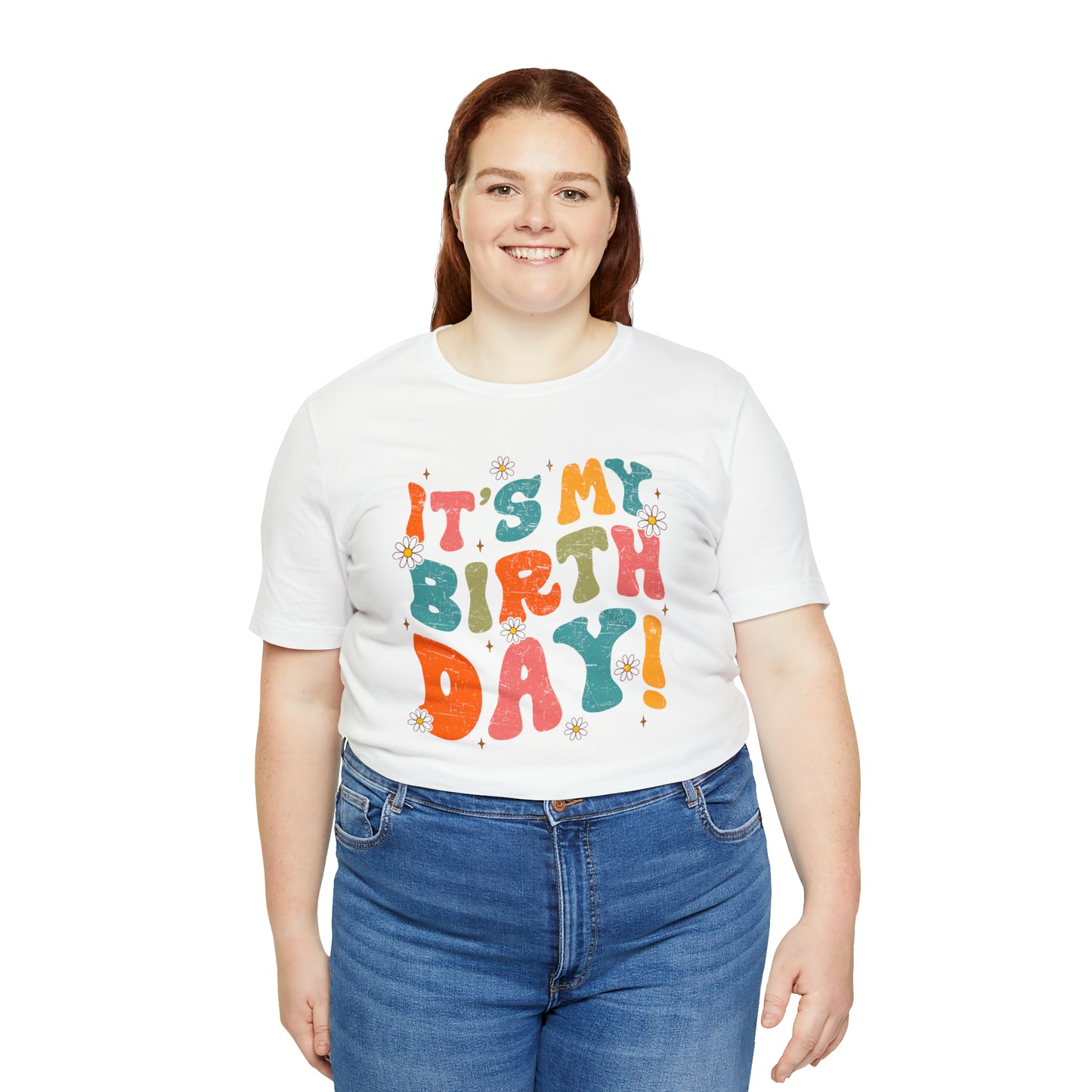 Distressed It's My Birthday Colorful Daisy T-Shirt