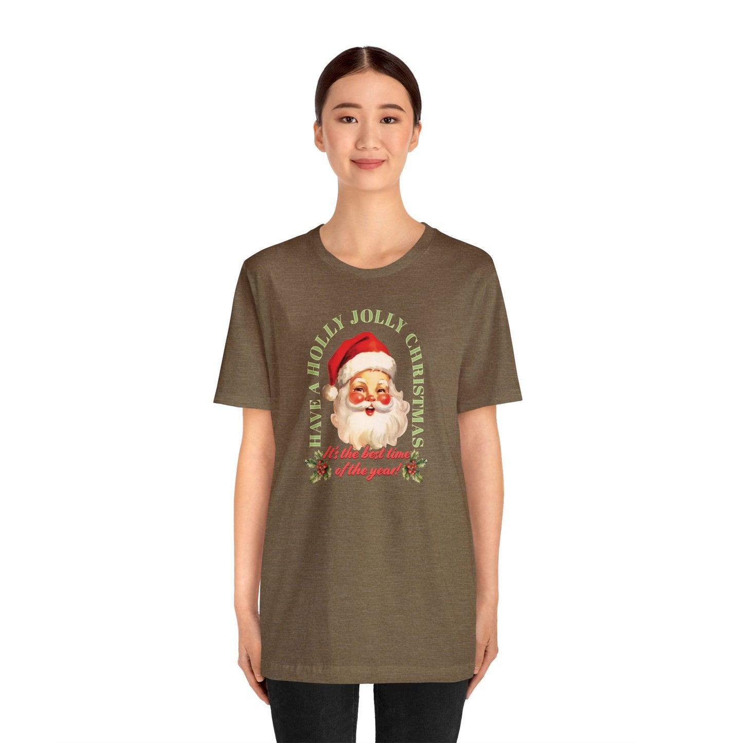 Have a Holly Jolly Christmas Arched Classic Santa Bella Jersey Short Sleeve Tee (Unisex)
