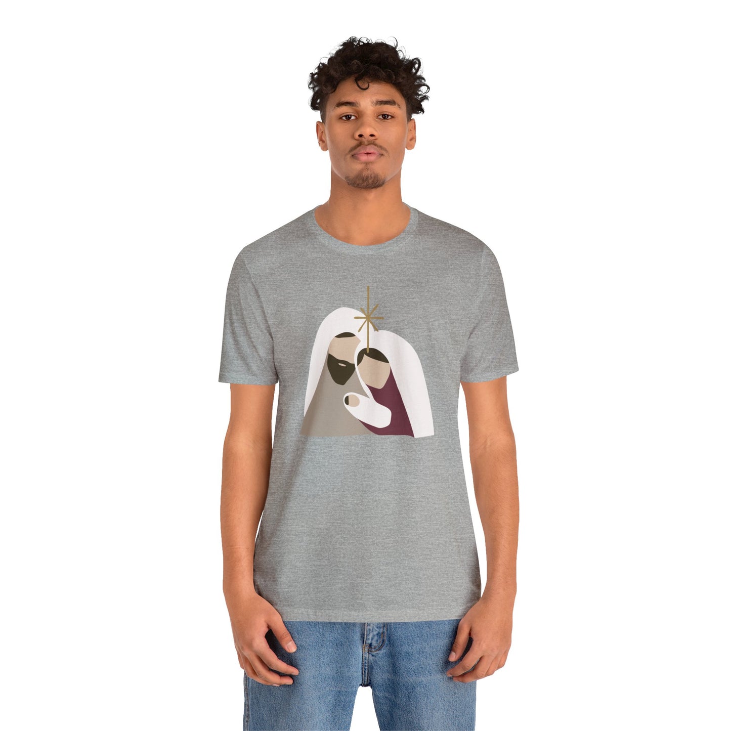 Holy Family Christmas Christian Bella Jersey Short Sleeve Tee (Unisex)