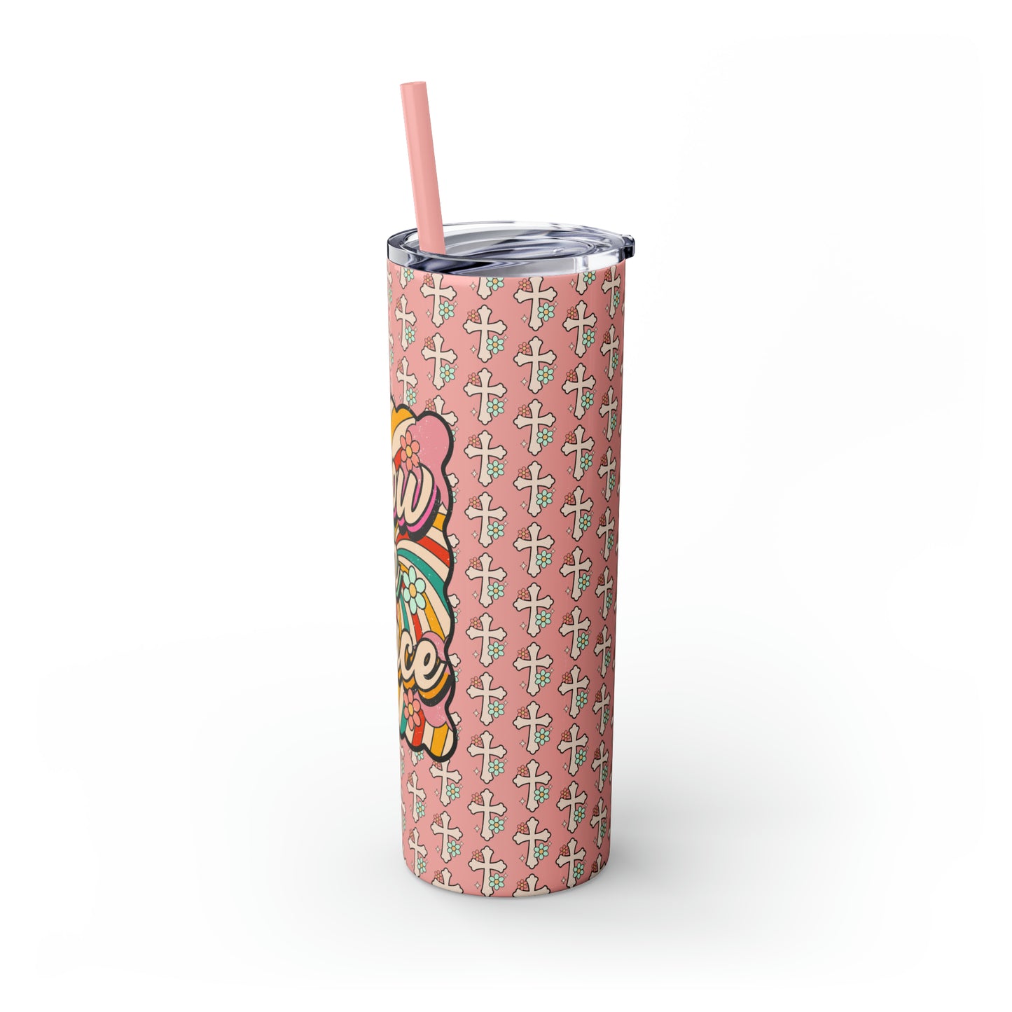 Grow in Grace with Daisy Crosses Christian Skinny Tumbler with Straw, 20oz