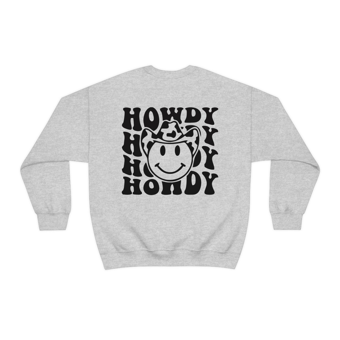 "Smiley Face HOWDY" (Front and Back Design) - Unisex Heavy Blend™ Crewneck Sweatshirt