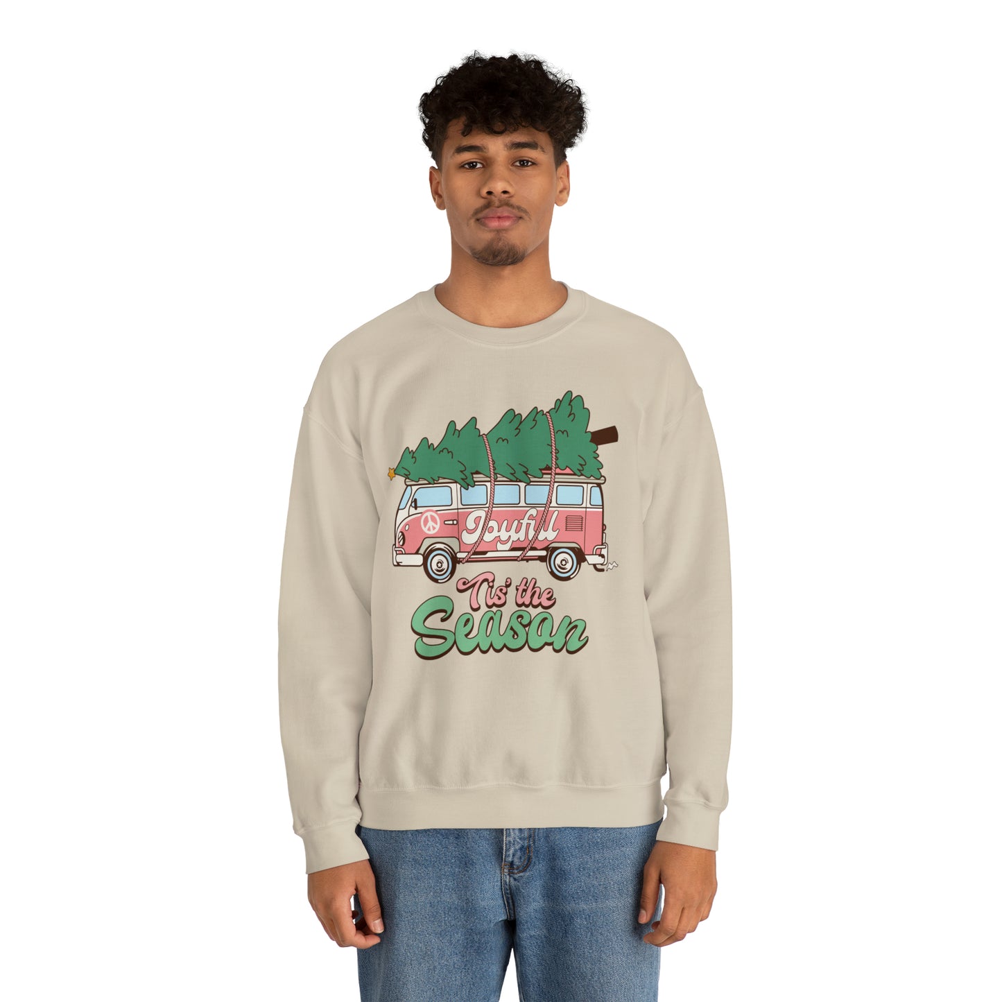 Tis the Season Retro Christmas Van Unisex Heavy Blend™ Crewneck Sweatshirt