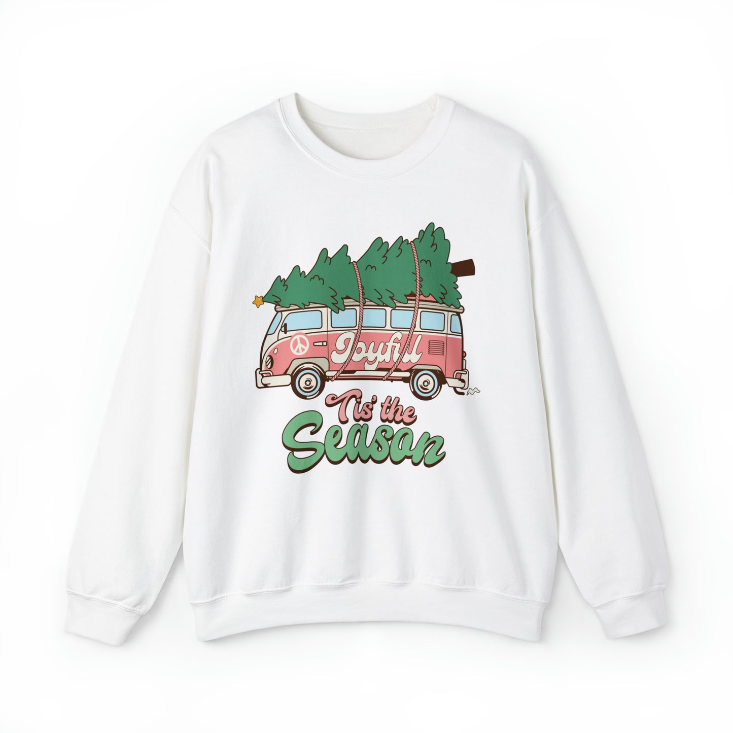 Tis the Season Retro Christmas Van Unisex Heavy Blend™ Crewneck Sweatshirt