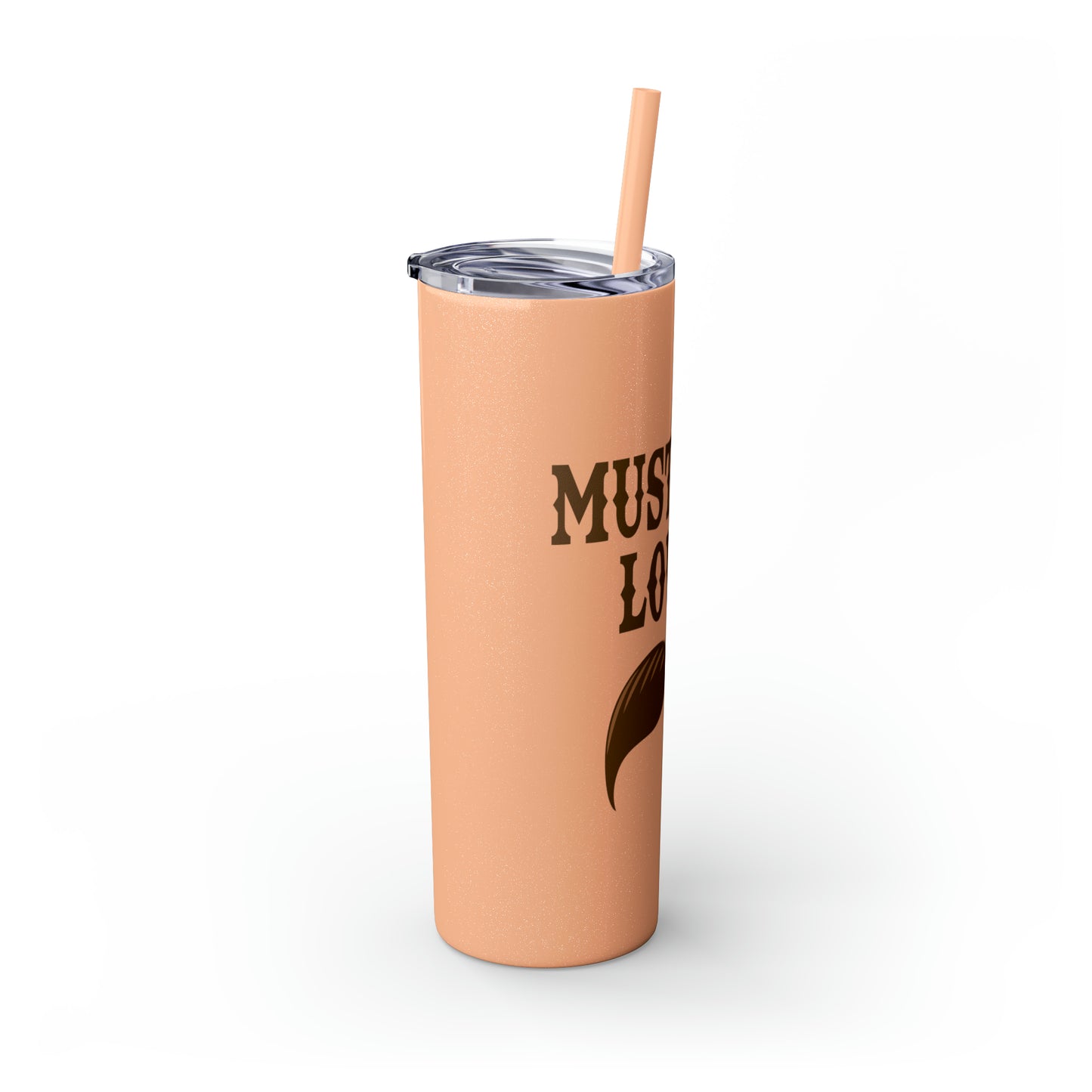 Mustache Lover Skinny Tumbler with Pick your Color Straw, 20oz