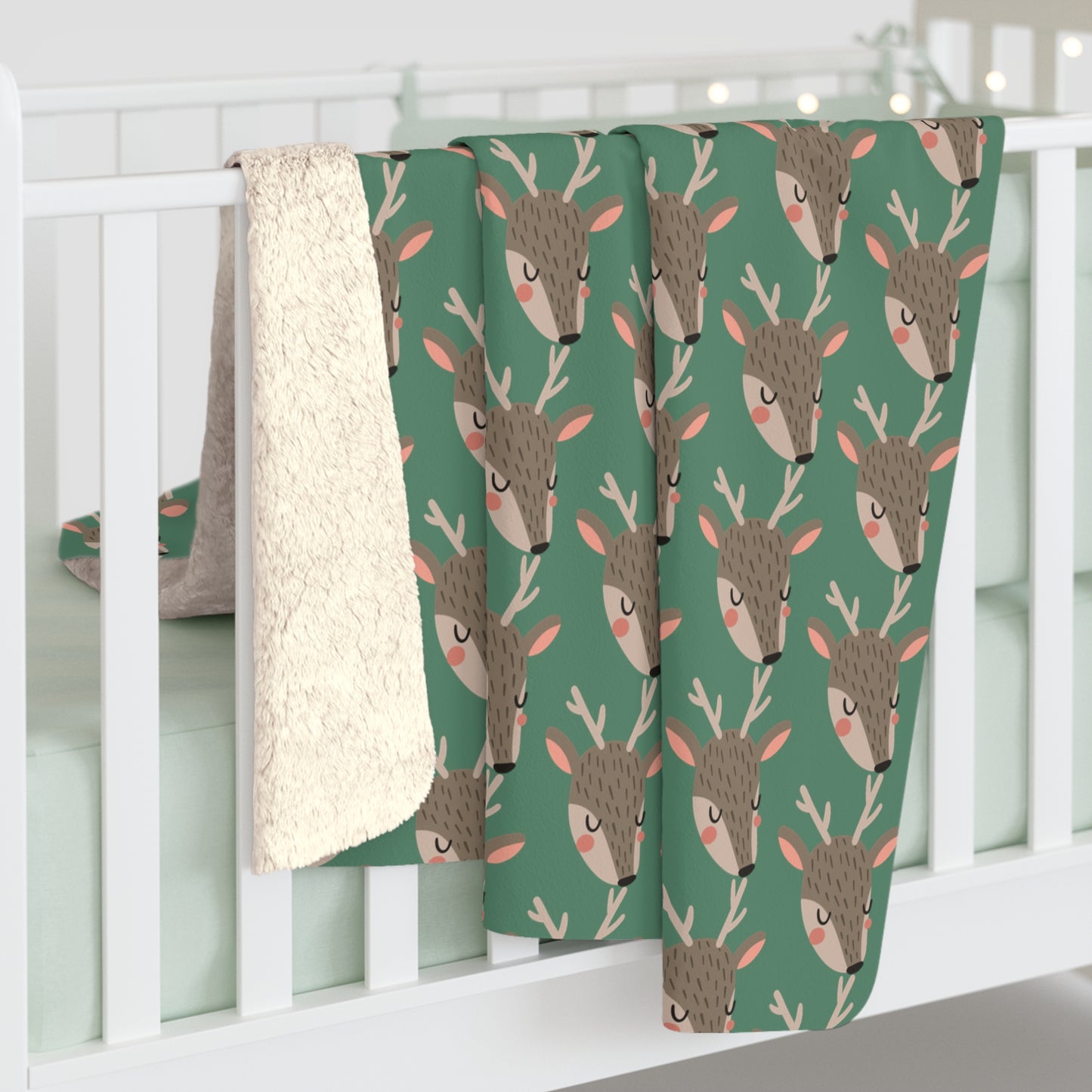 Christmas Deer Print Sherpa Fleece Blanket