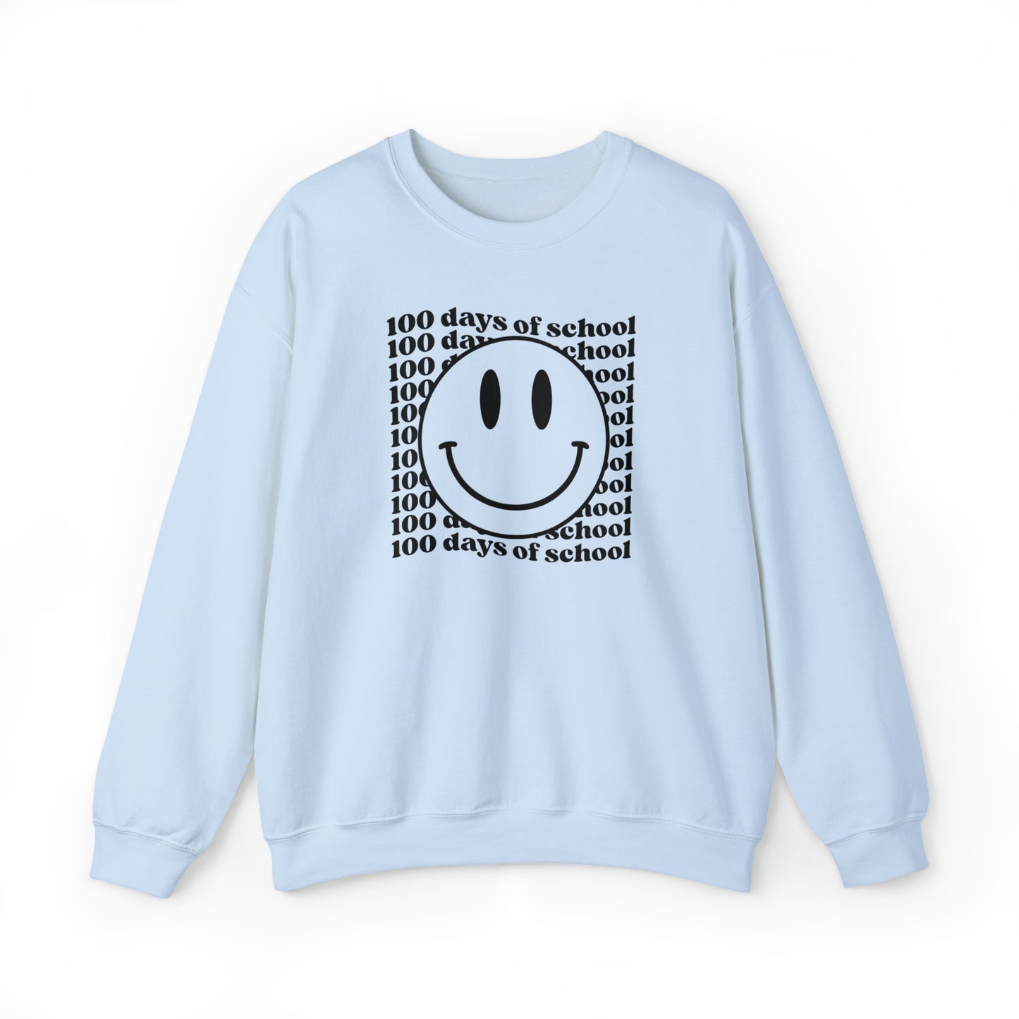 100 Days of School Smiley Face Heavyweight Crewneck Sweatshirt