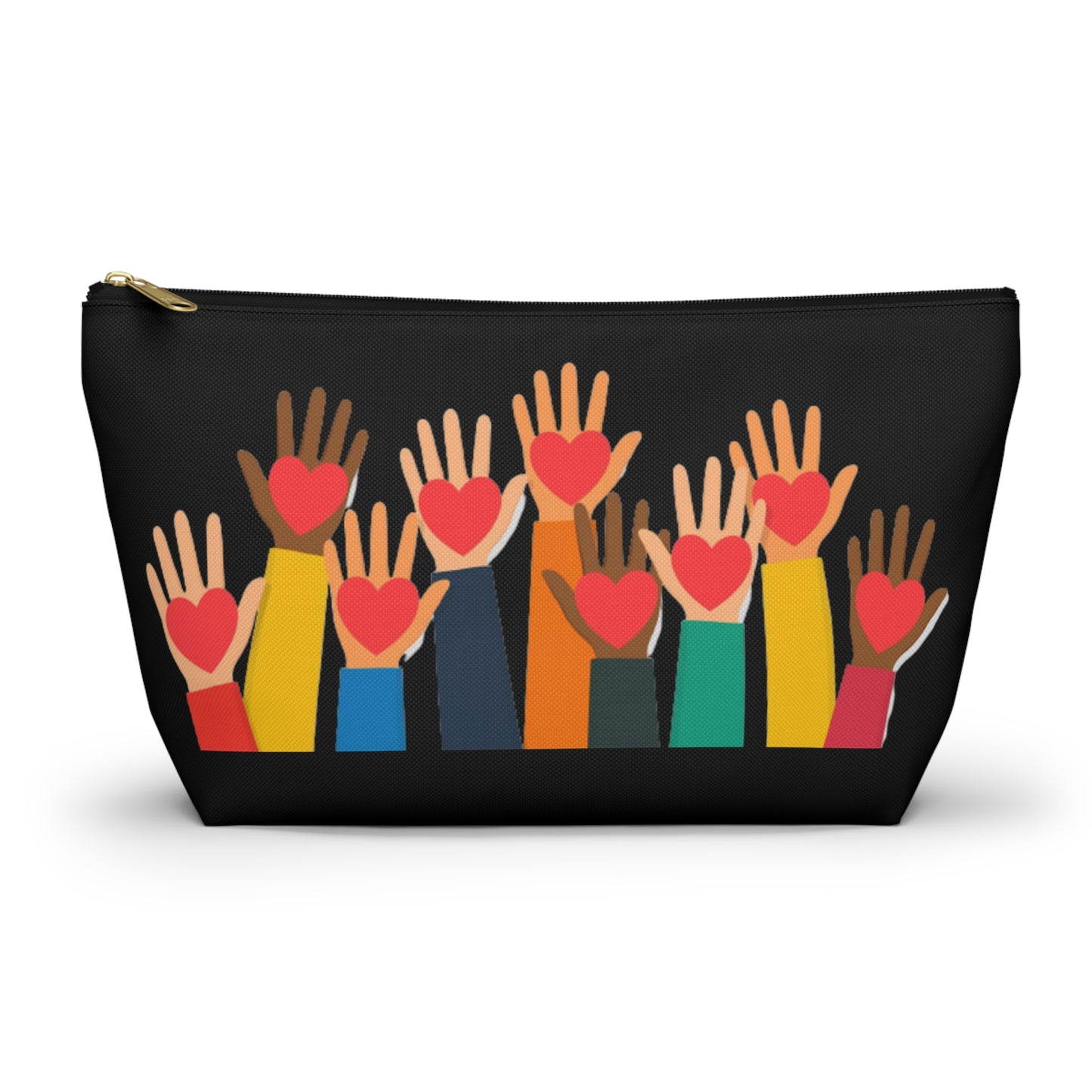 Hearts Hands and Love Print Design Accessory Pouch w T-bottom