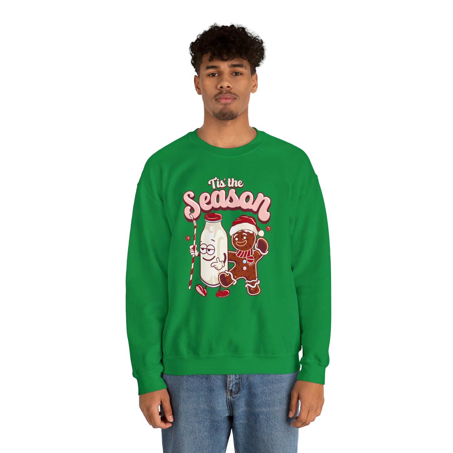 'Tis the Season Gingerbread and Milk Christmas Unisex Heavy Blend™ Crewneck Sweatshirt