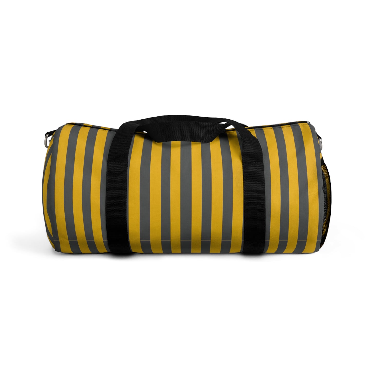 Yellow and Gray Striped Duffel Bag