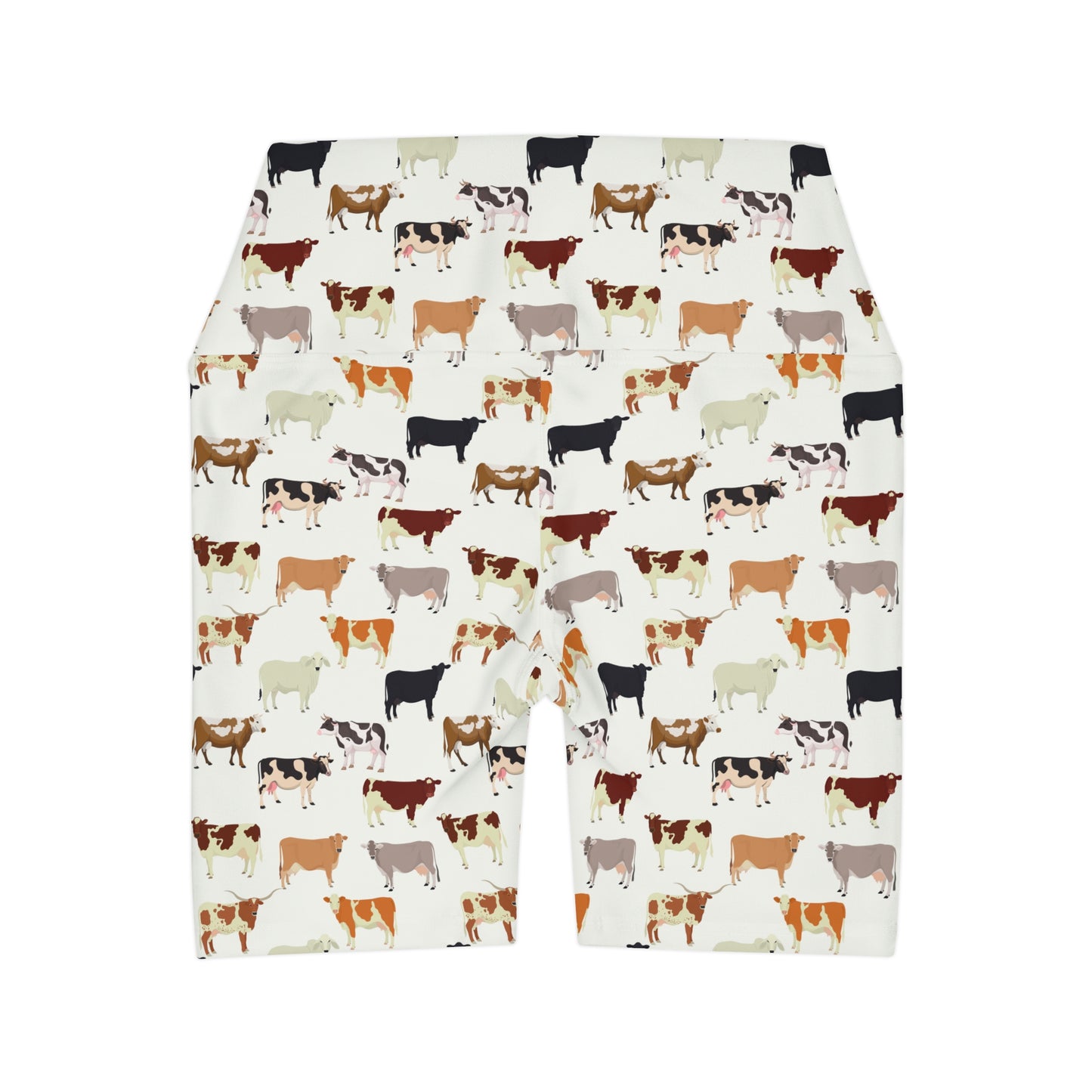 Many Cow Breed Patterned Yoga Shorts