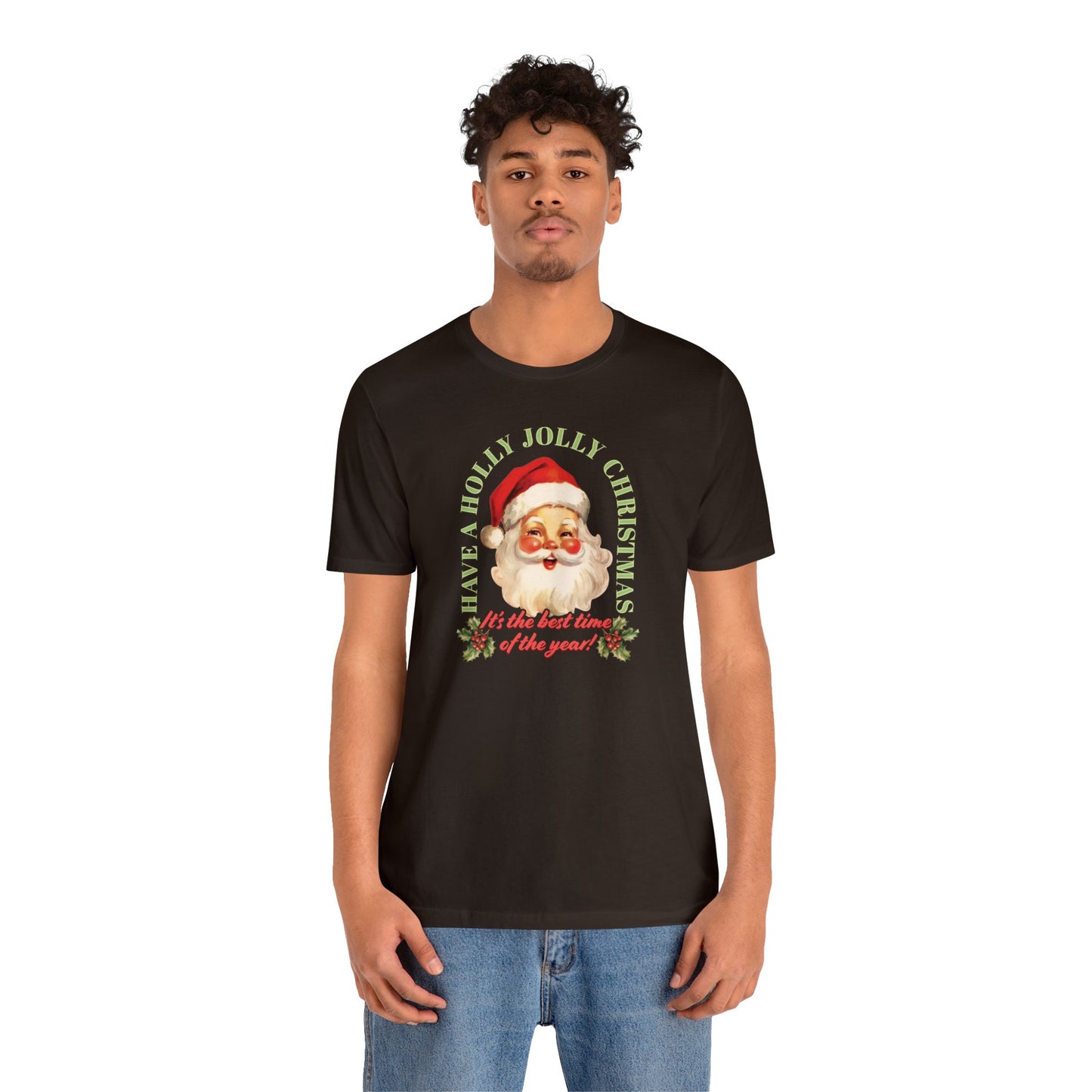 Have a Holly Jolly Christmas Arched Classic Santa Bella Jersey Short Sleeve Tee (Unisex)