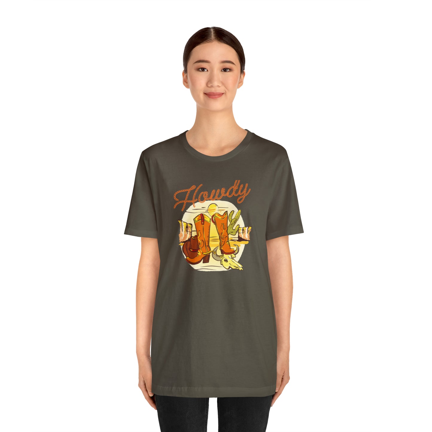 "Rope Howdy with boots" Unisex Jersey Short Sleeve Tee