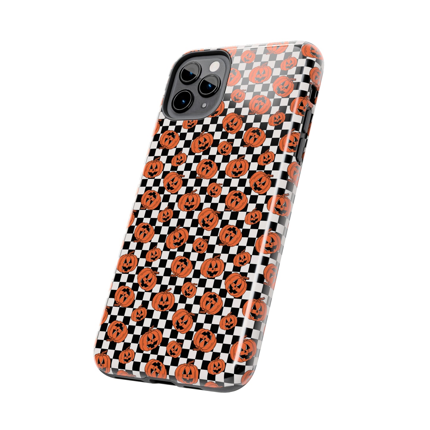 Pumpkin / Jack-O-Lantern Checkerboard Halloween/ Fall Patterned Tough Phone Cases