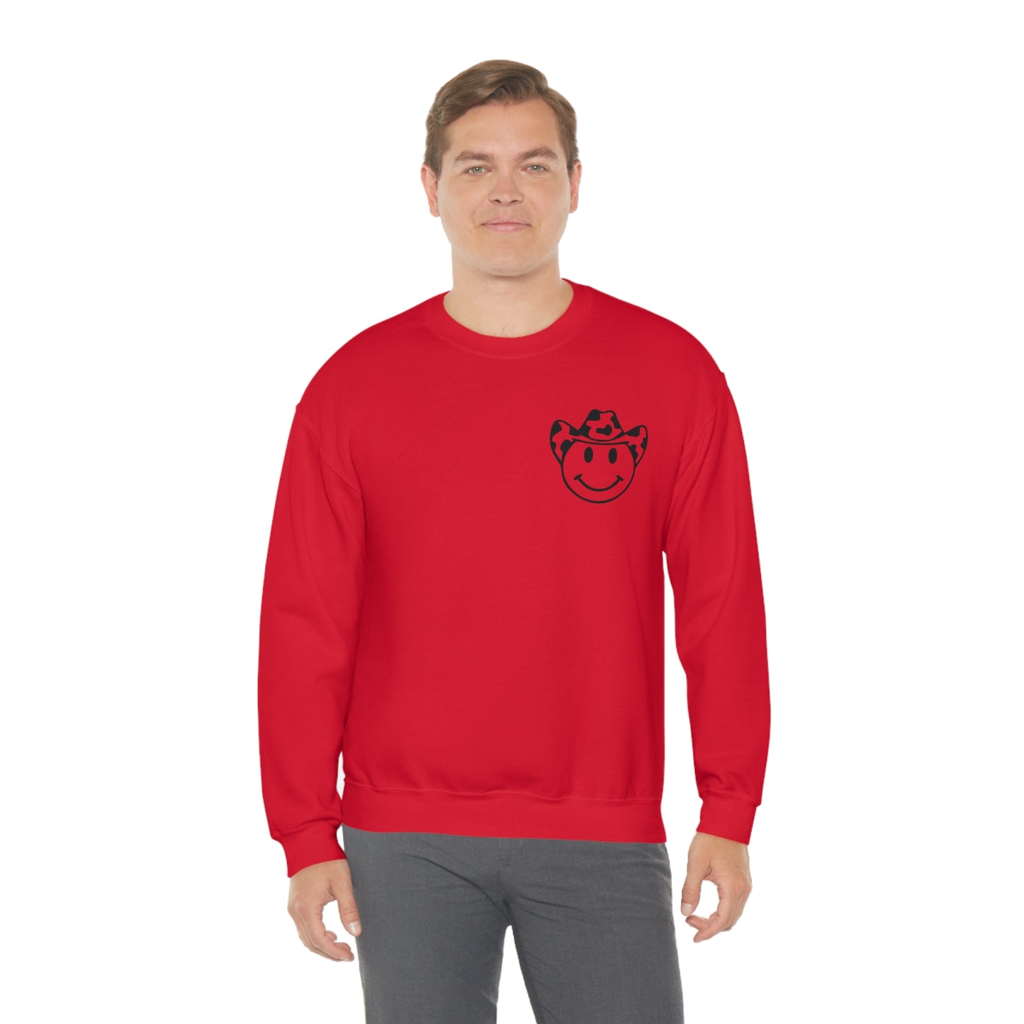 "Smiley Face HOWDY" (Front and Back Design) - Unisex Heavy Blend™ Crewneck Sweatshirt