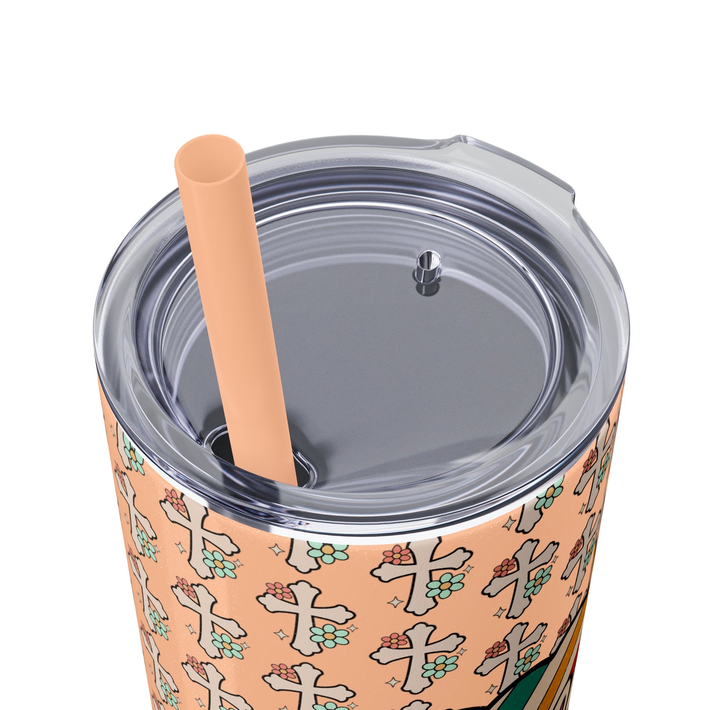 Grow in Grace with Daisy Crosses Christian Skinny Tumbler with Straw, 20oz