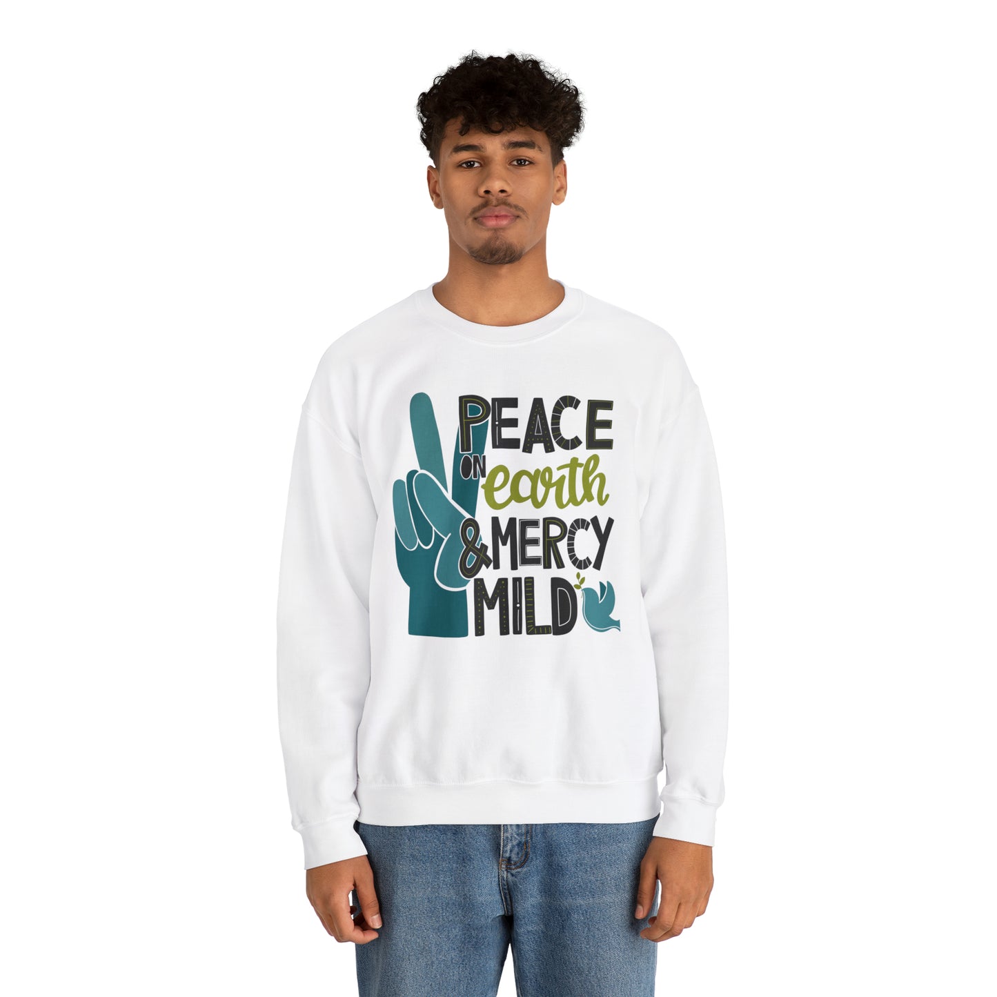 Peace on Earth and Mercy Mild Heavyweight Crewneck Sweatshirt