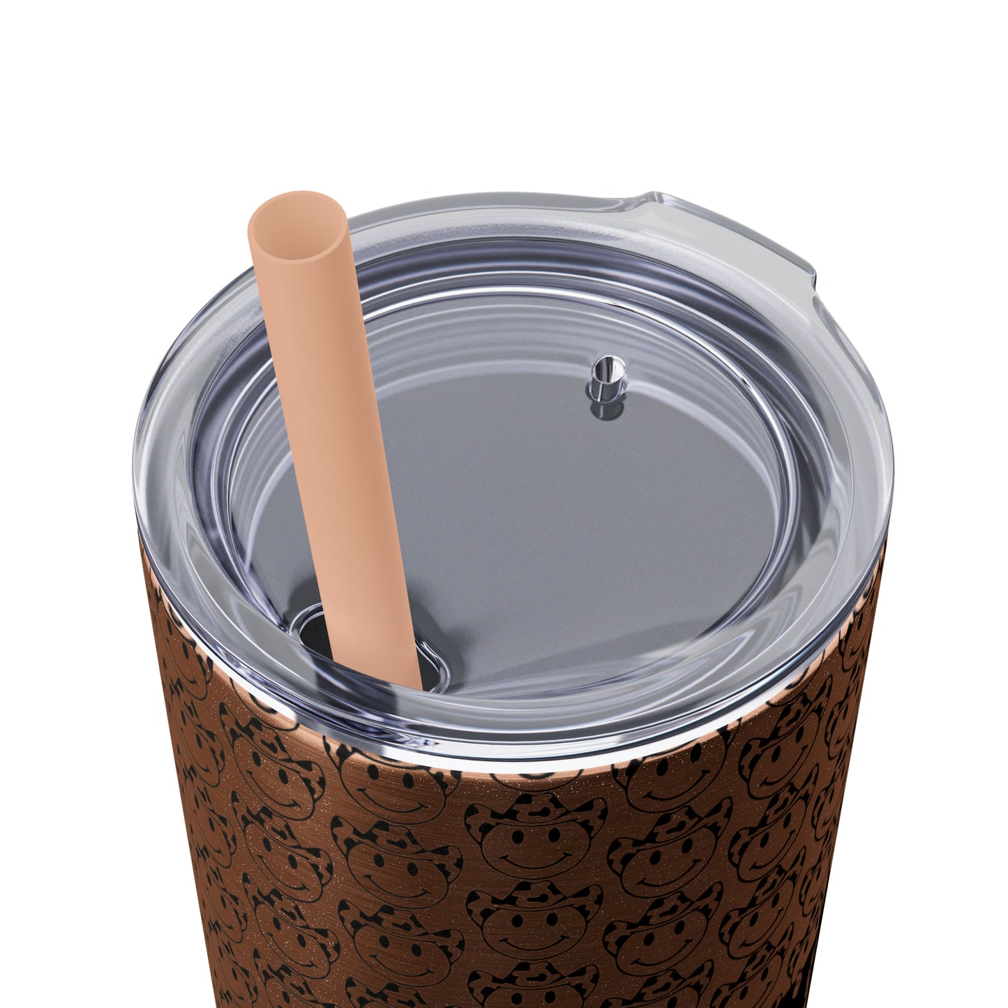 Howdy Howdy Howdy Smiley Face with Cowboy Hat Skinny Tumbler with Straw, 20oz