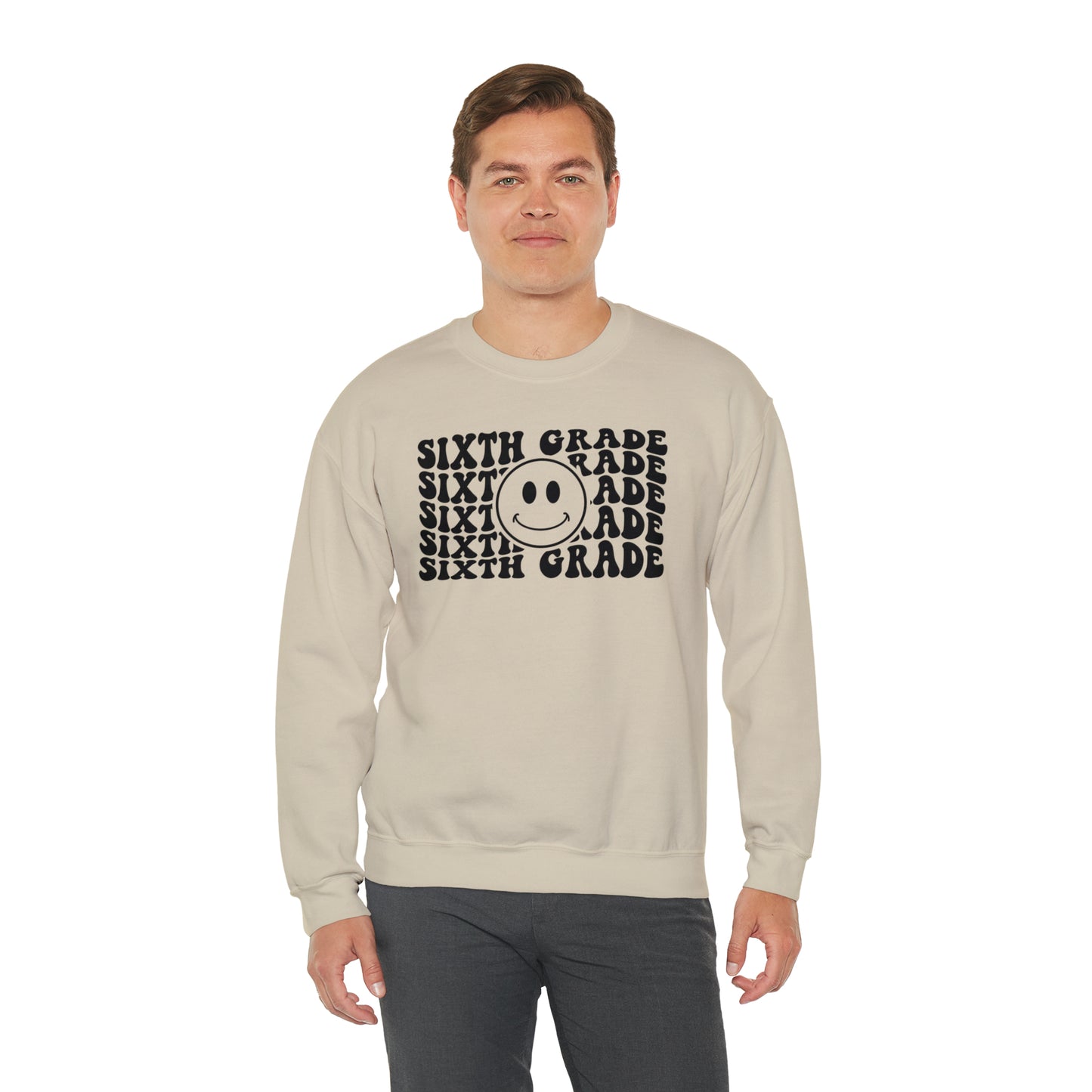 6th Grade Smiley Face Black Logo Unisex Heavy Blend™ Crewneck Sweatshirt