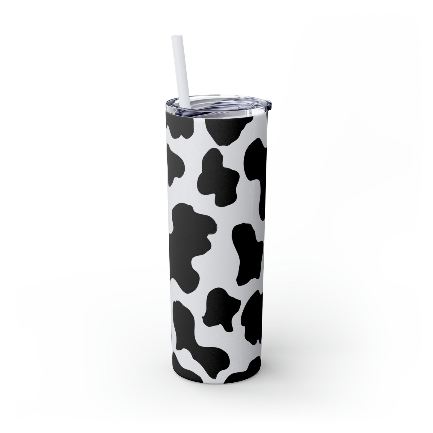 Country Cow Print Skinny Tumbler with Straw, 20oz