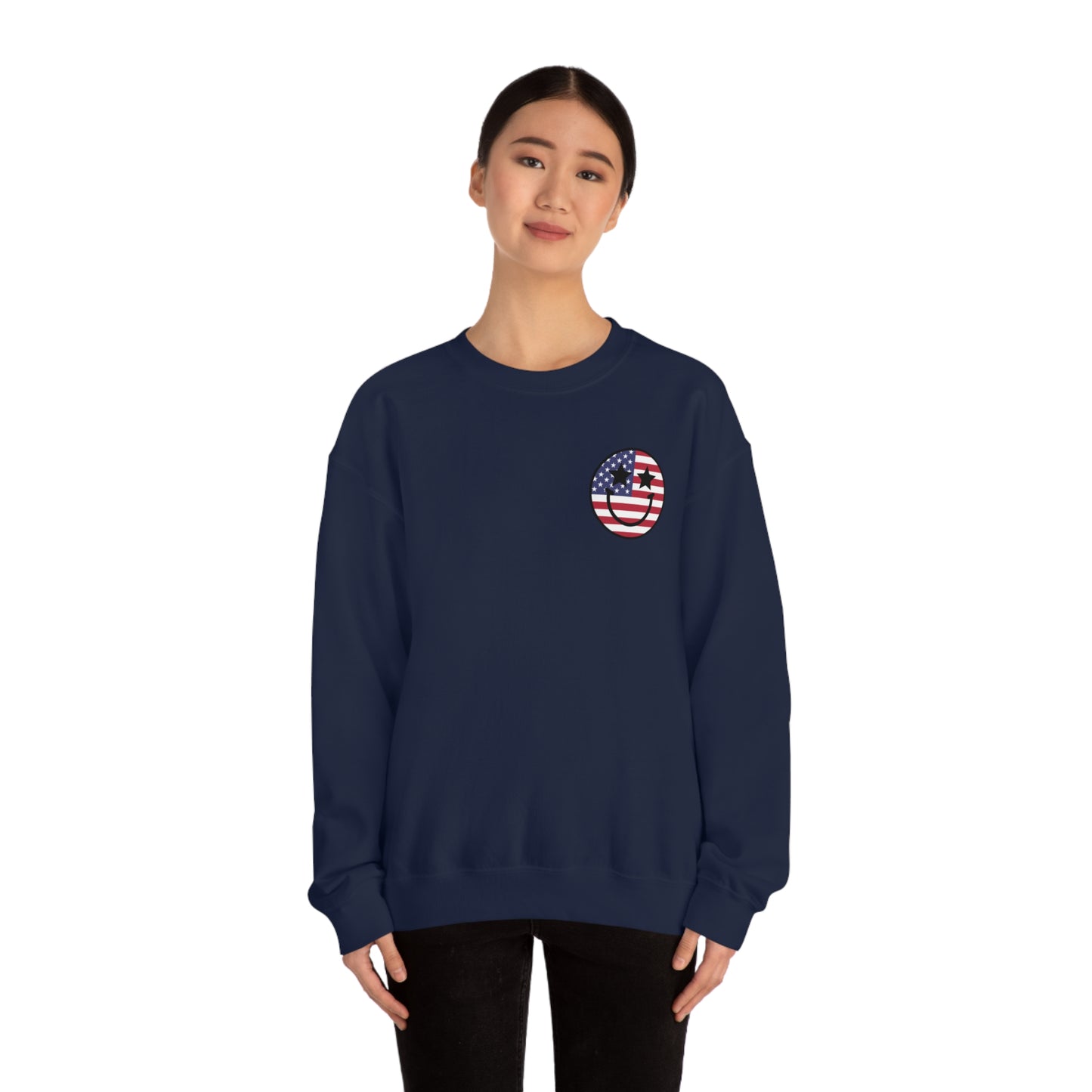 "Jesus Christ and Stars and Stripes" (Front & Back Design) - Unisex Heavy Blend™ Crewneck Sweatshirt