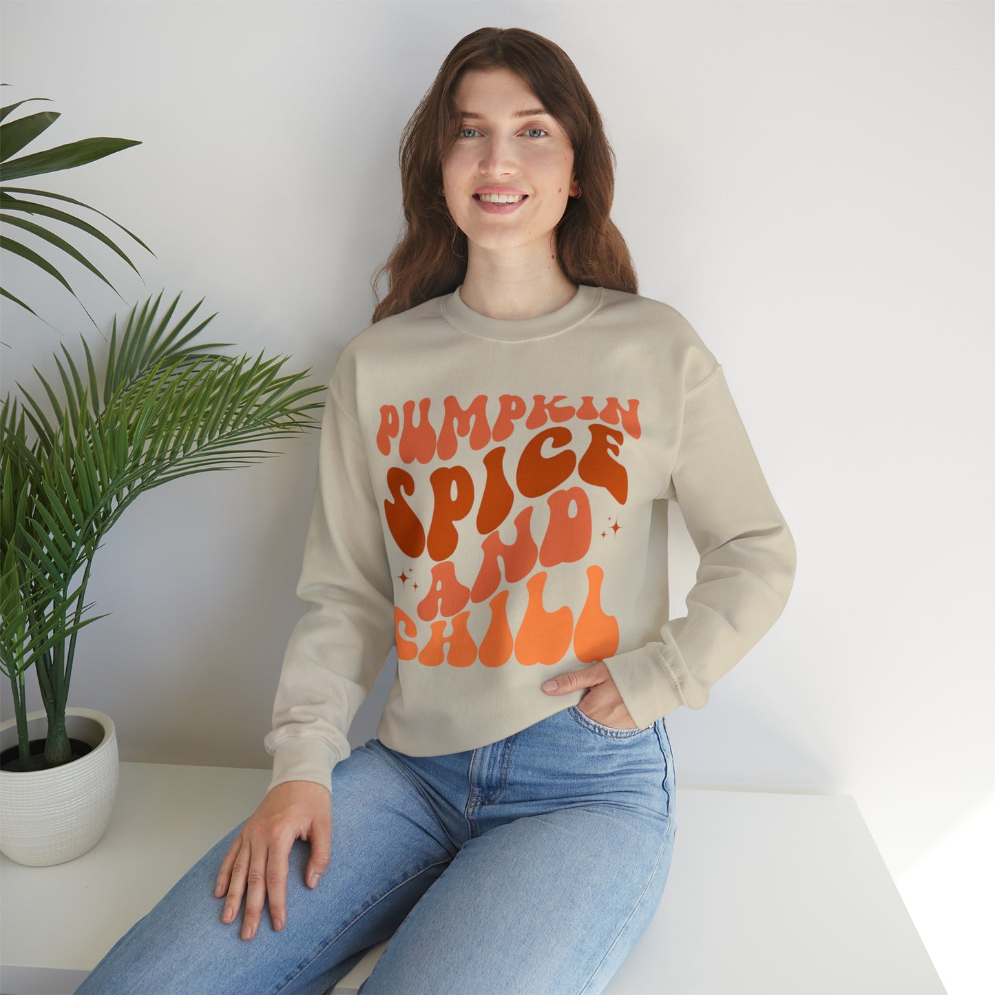 Pumpkin Spice and Chill Heavy Blend™ Crewneck Sweatshirt