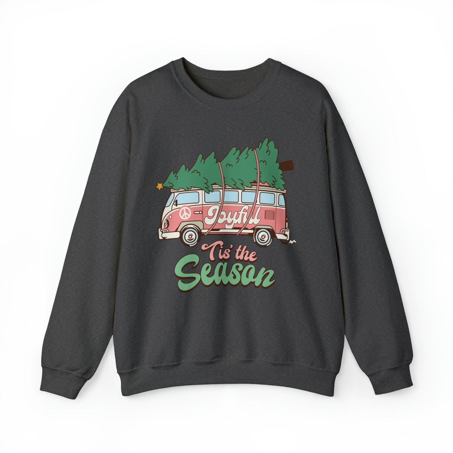 Tis the Season Retro Christmas Van Unisex Heavy Blend™ Crewneck Sweatshirt