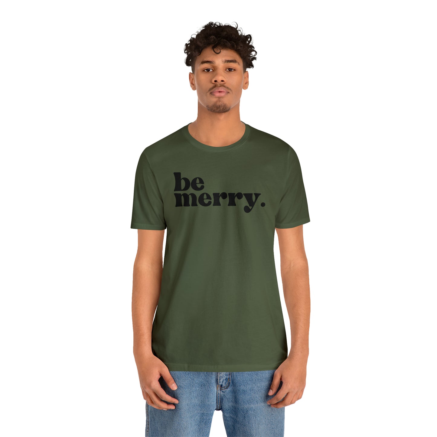 Be Merry Christmas/ Holiday Bella Jersey Short Sleeve Tee (Unisex)