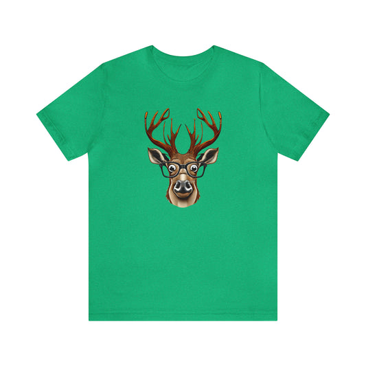 Deer/ Reindeer with Glasses Country and Christmas Unisex Jersey Short Sleeve Tee