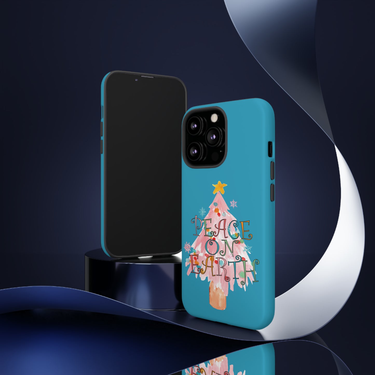 Peace on Earth Christmas/ Holiday Apple iPhone Tough Cases - Turquoise