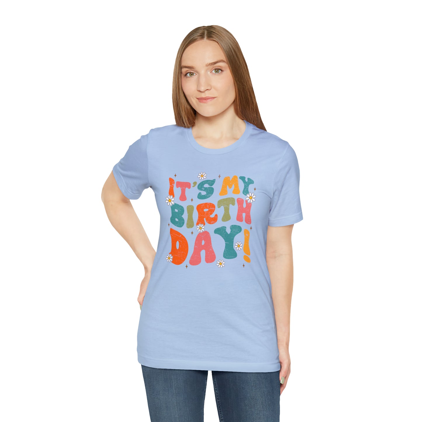 Distressed It's My Birthday Colorful Daisy T-Shirt