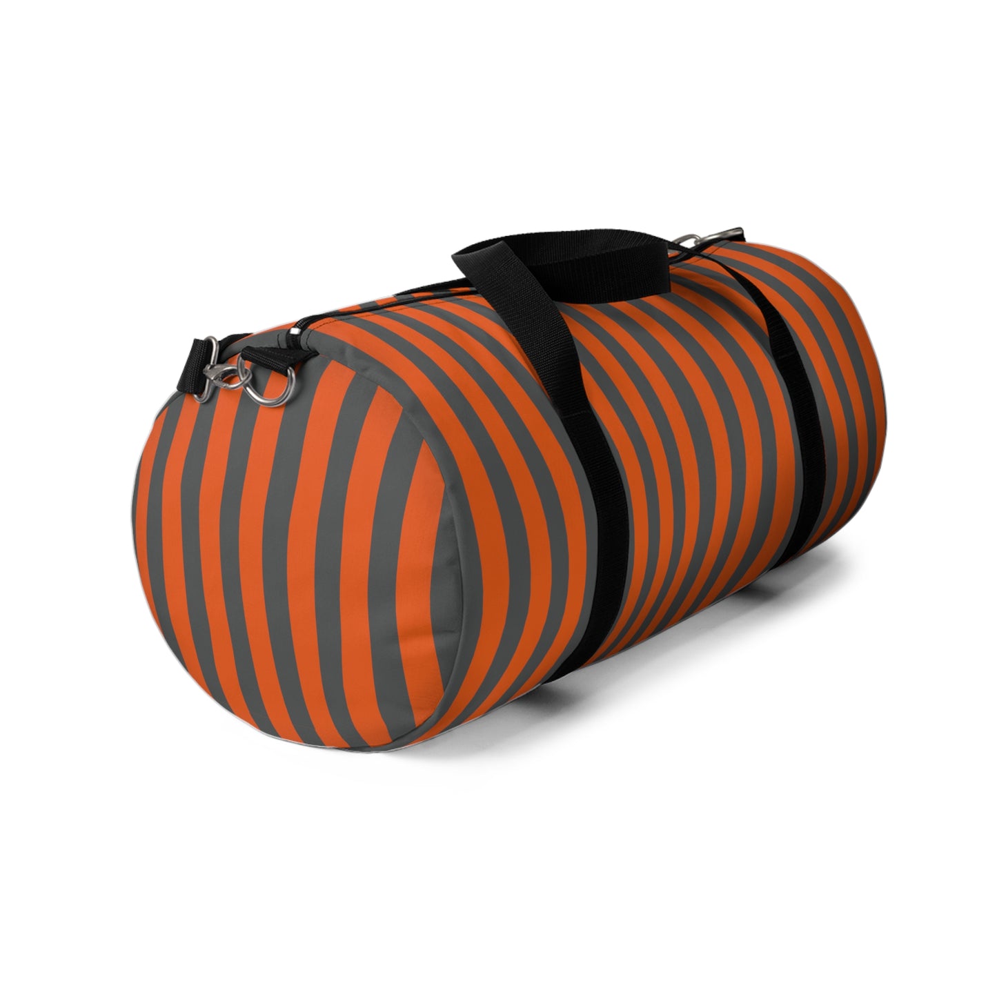 Orange and Gray Striped Duffel Bag