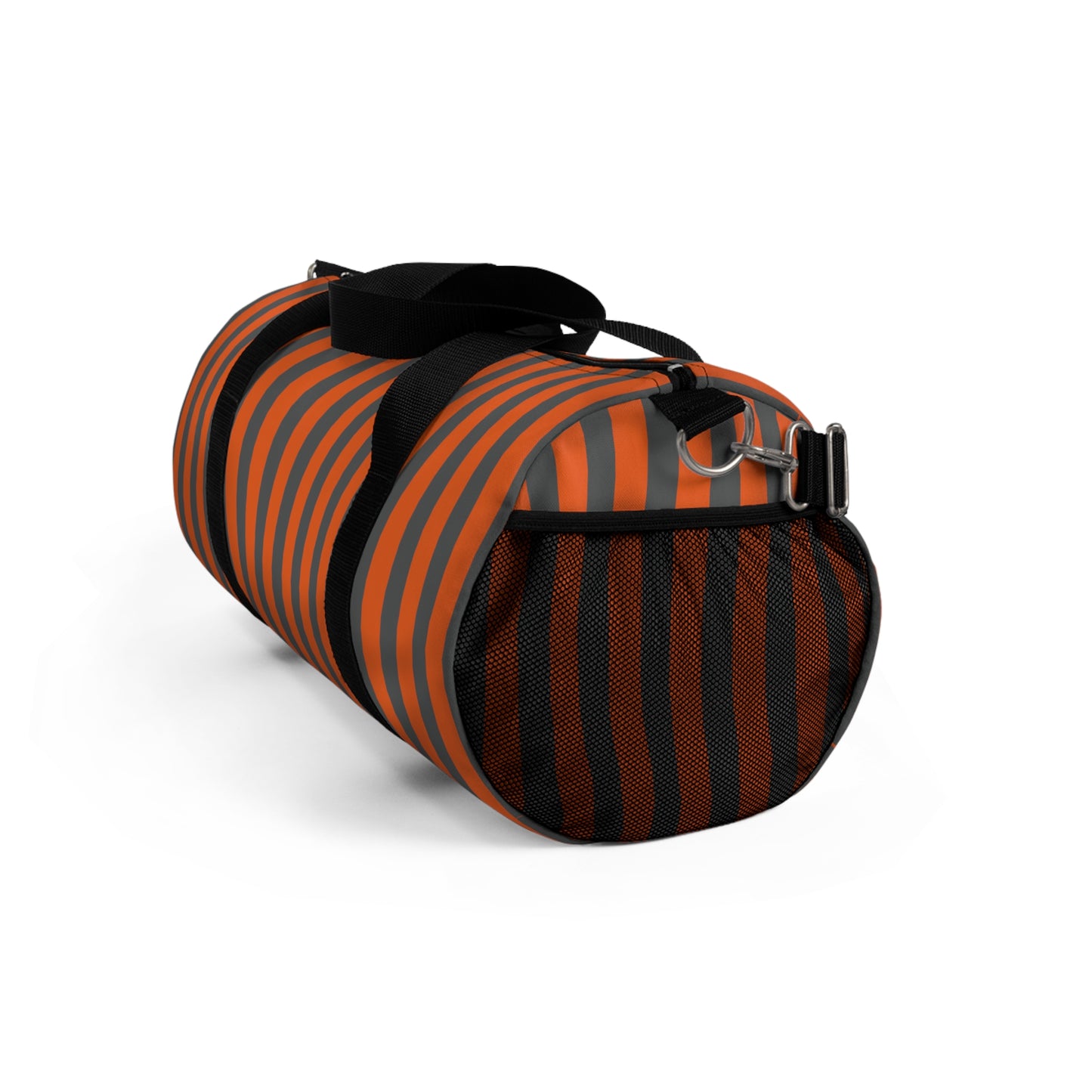 Orange and Gray Striped Duffel Bag