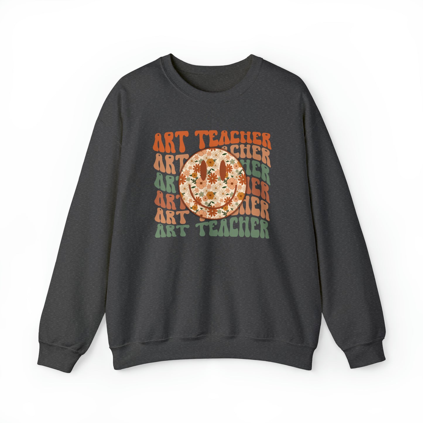 Art Teacher with Smiley Face Heavyweight Crewneck Sweatshirt