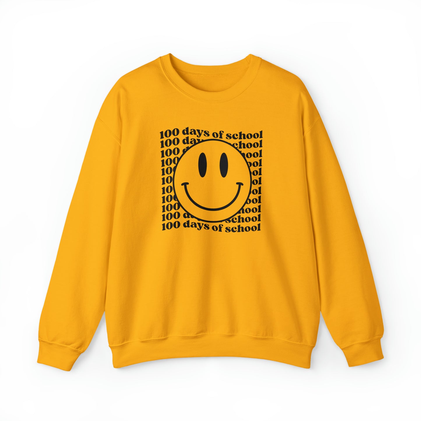 100 Days of School Smiley Face Heavyweight Crewneck Sweatshirt