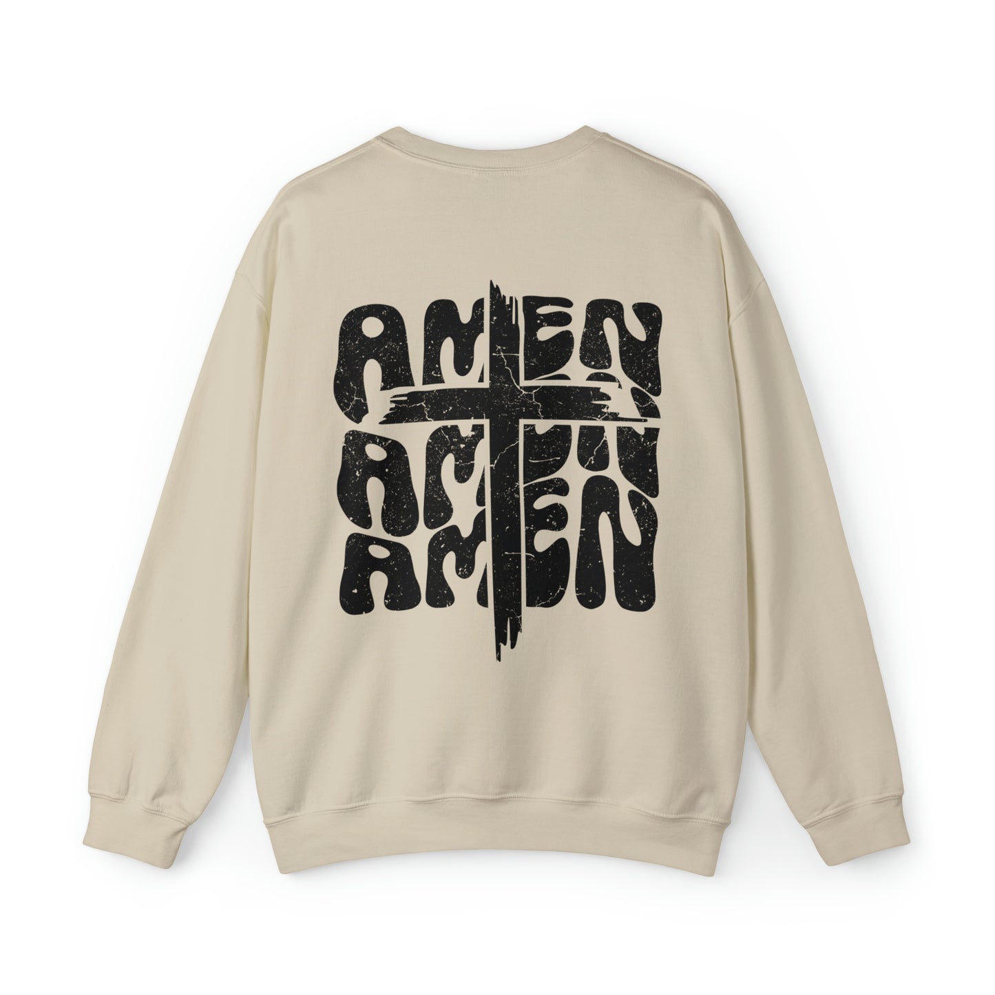 Amen Amen Amen with Cross Front and Back Design Heavy Blend™ Crewneck Sweatshirt