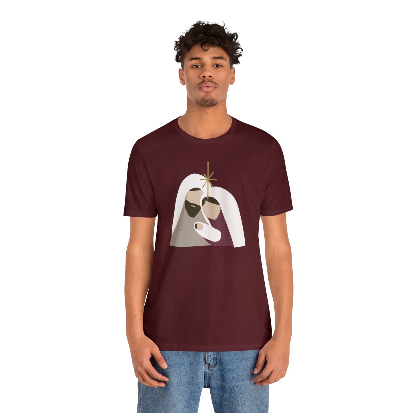 Holy Family Christmas Christian Bella Jersey Short Sleeve Tee (Unisex)
