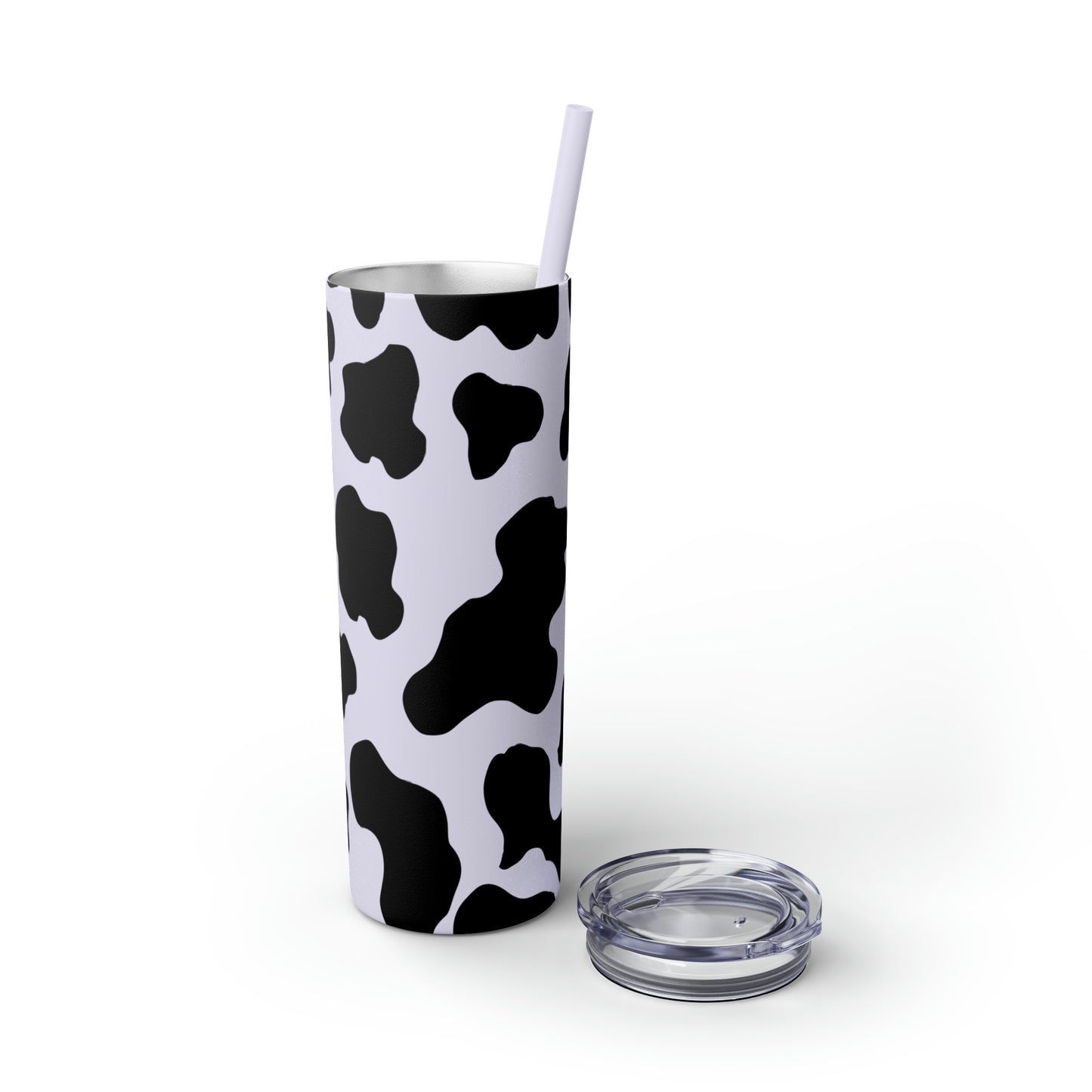 Country Cow Print Skinny Tumbler with Straw, 20oz