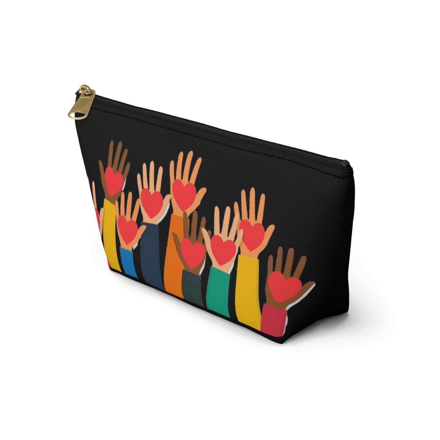 Hearts Hands and Love Print Design Accessory Pouch w T-bottom