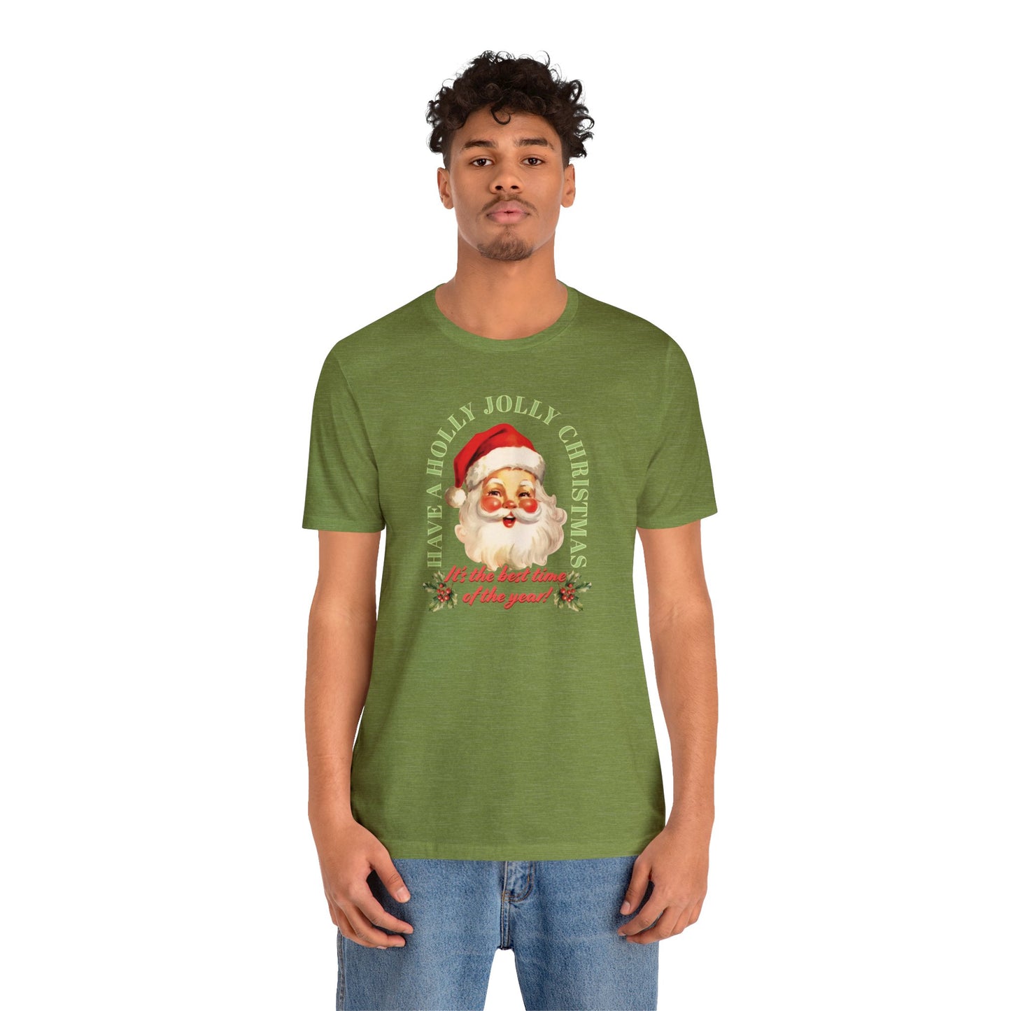 Have a Holly Jolly Christmas Arched Classic Santa Bella Jersey Short Sleeve Tee (Unisex)
