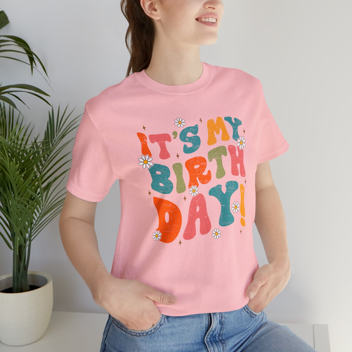 Distressed It's My Birthday Colorful Daisy T-Shirt
