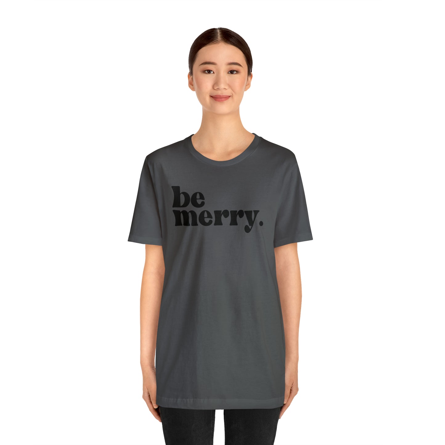 Be Merry Christmas/ Holiday Bella Jersey Short Sleeve Tee (Unisex)